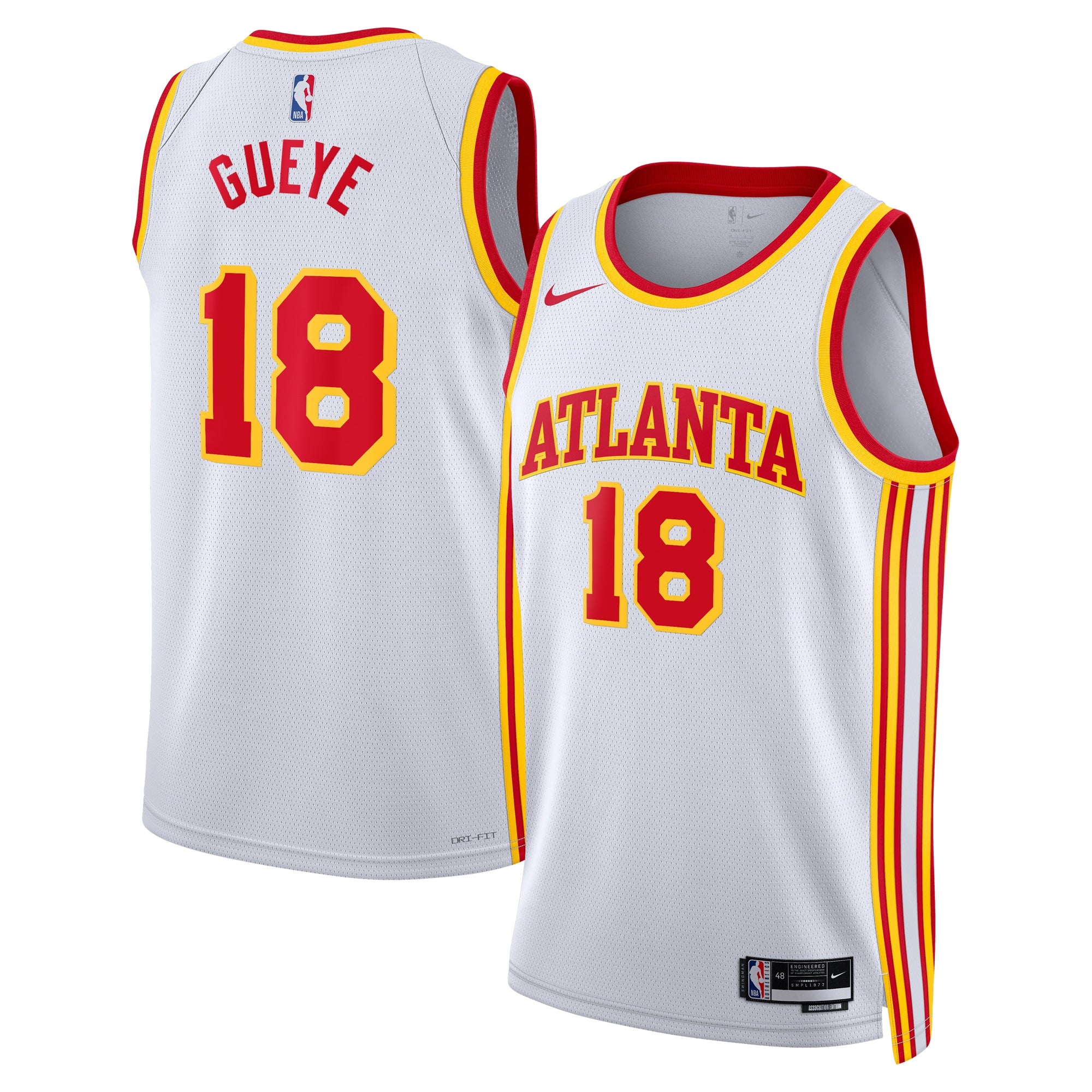 Atlanta Hawks Nike Association Edition Swingman Jersey - White - Mouhamed Gueye - Unisex NBA Team Jersey Basketball Fan Apparel