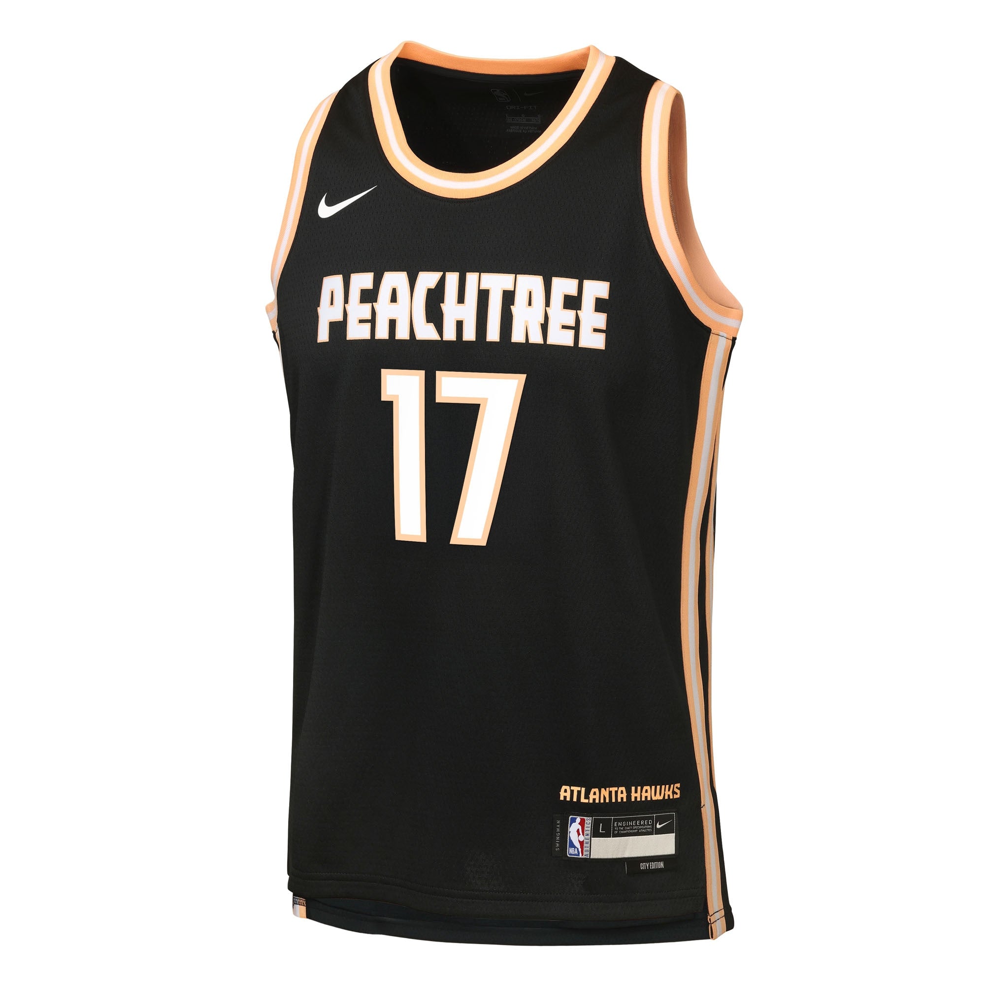 Atlanta Hawks Nike 2025/26 City Edition Swingman Jersey - Black - Onyeka Okongwu - Youth NBA Team Jersey Basketball Fan Apparel