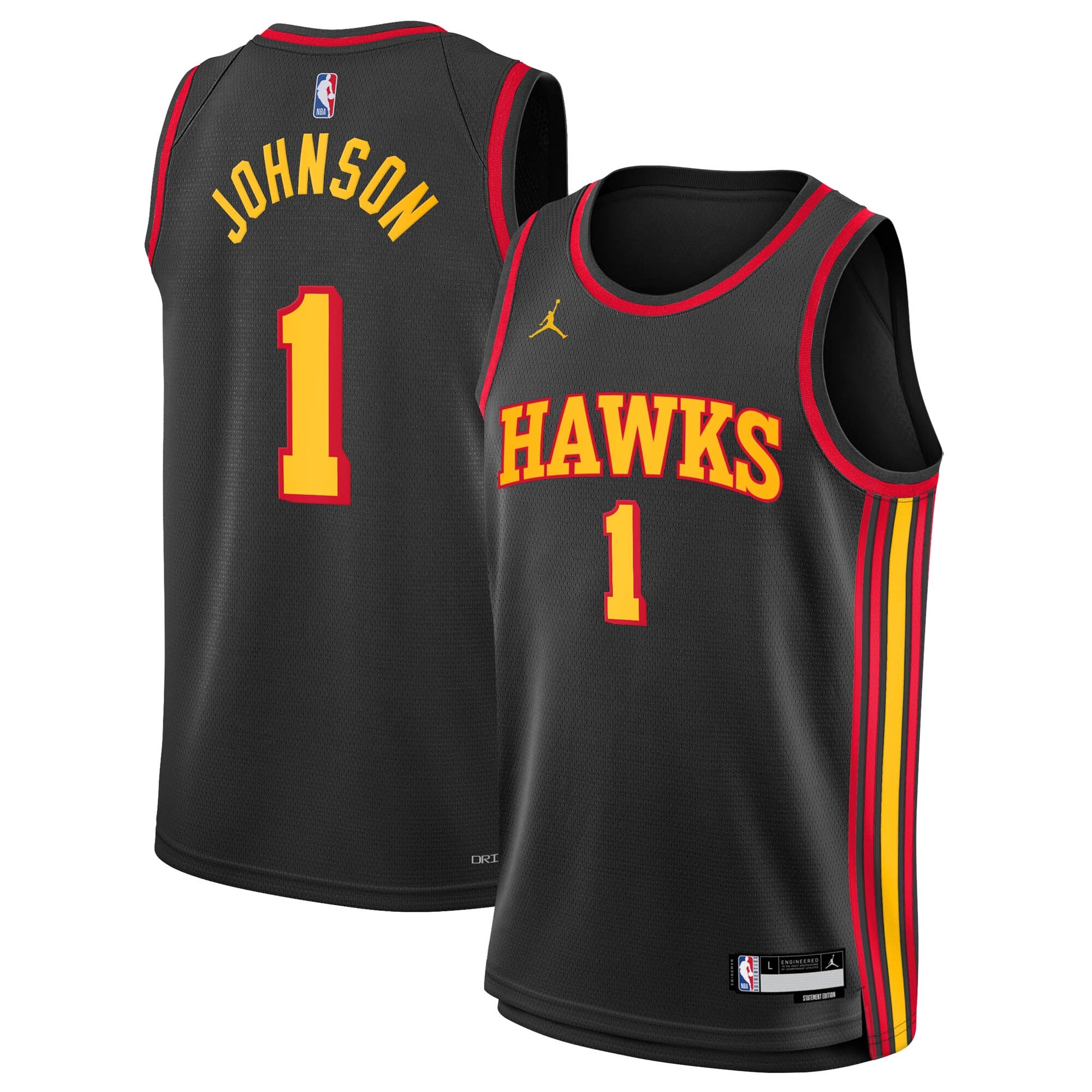 Atlanta Hawks Jordan Brand Statement Edition Swingman Jersey - Black - Jalen Johnson - Youth NBA Team Jersey Basketball Fan Apparel
