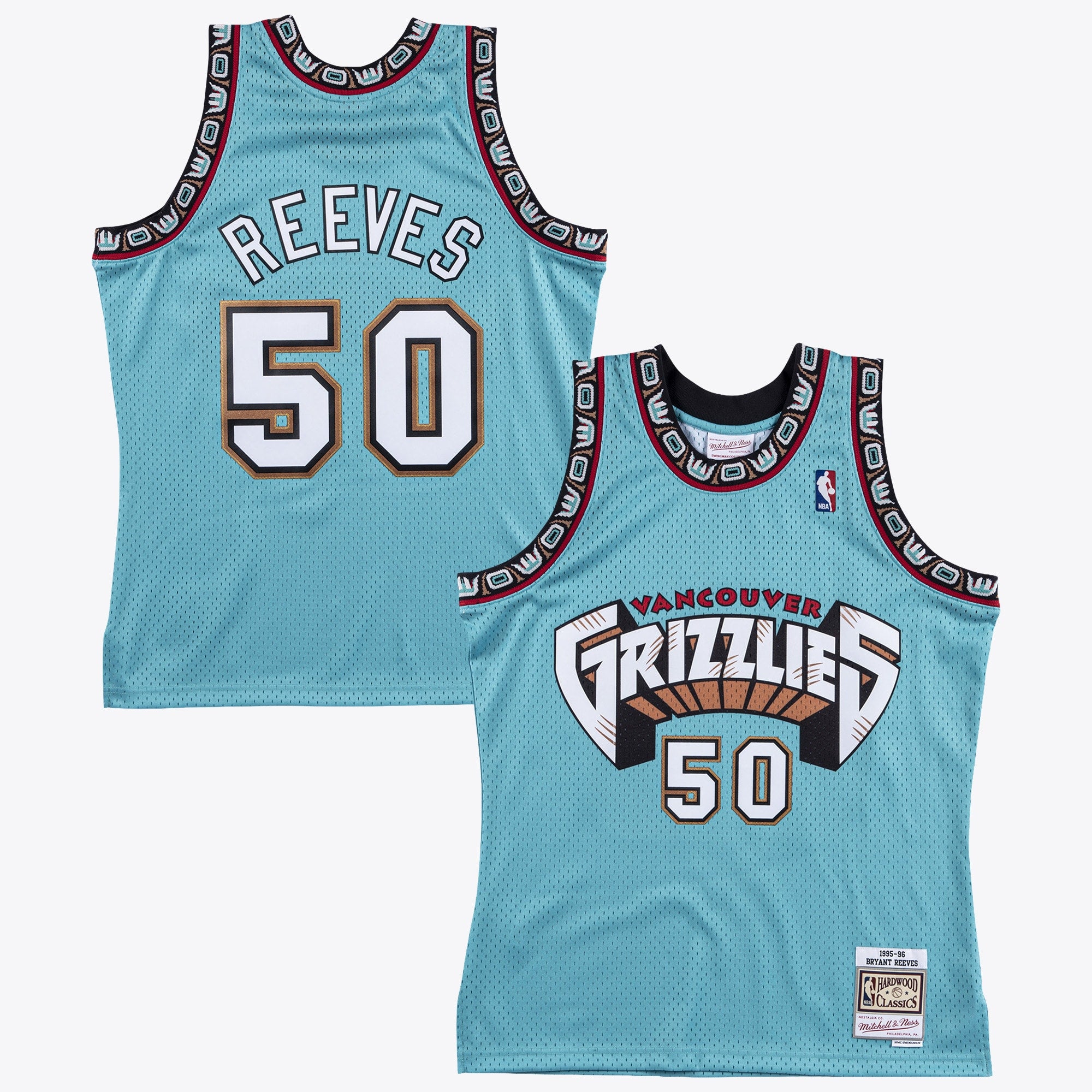 Vancouver Grizzlies Mitchell & Ness Bryant Reeves 1995 Swingman Authentic Jersey - Teal NBA Team Jersey Basketball Fan Apparel