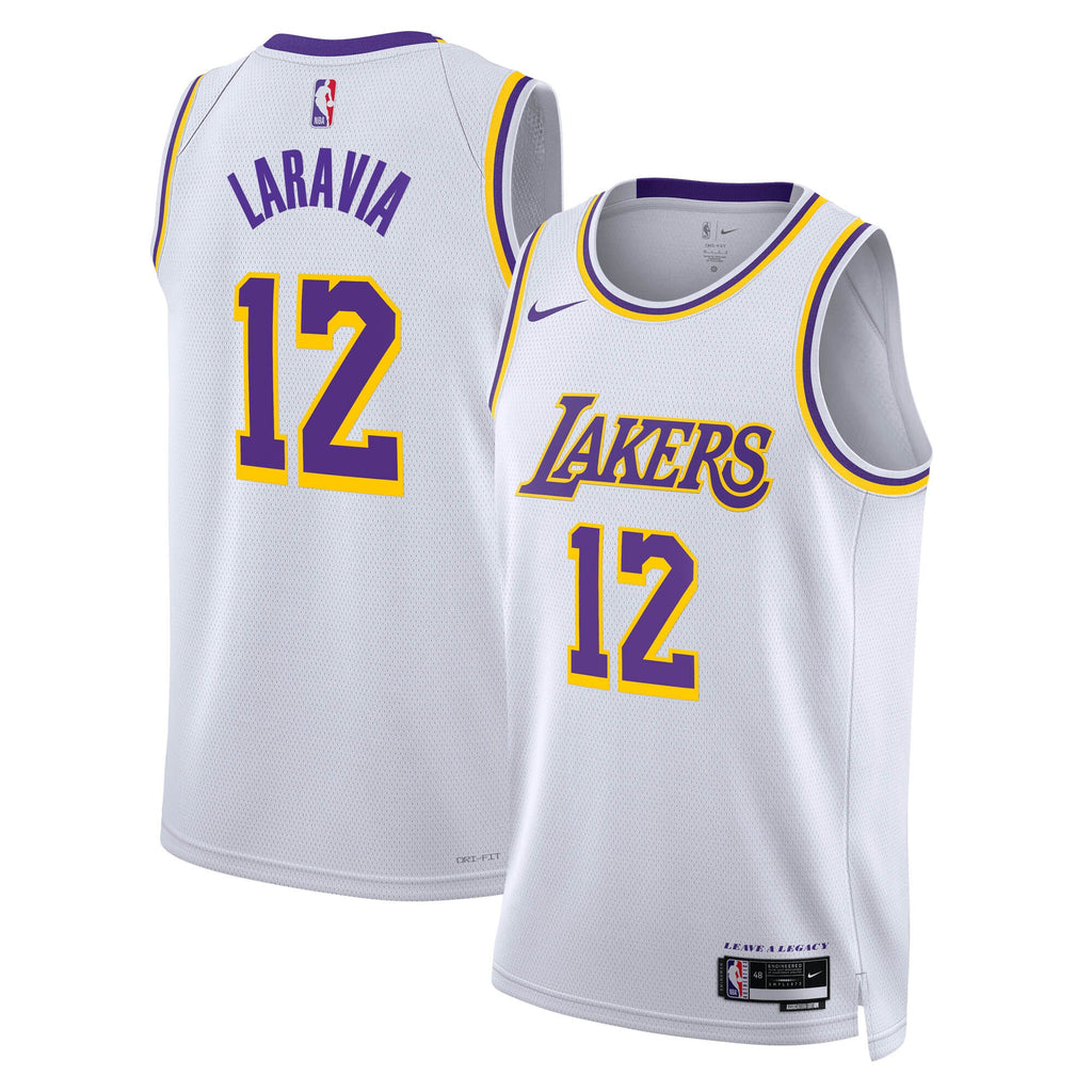 Los Angeles Lakers Nike Association Edition Swingman Jersey - White - Jake LaRavia - Unisex NBA Team Jersey Basketball Fan Apparel