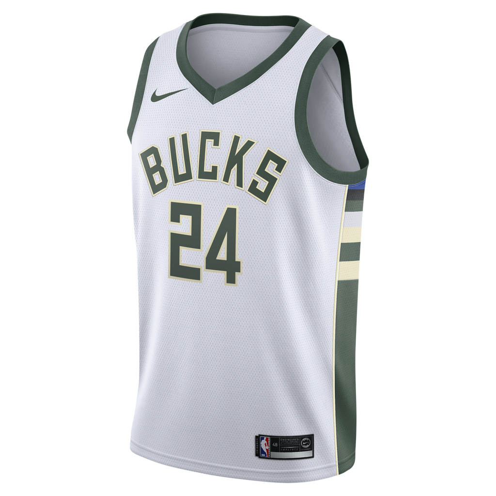 Milwaukee Bucks Nike Association Edition Swingman Jersey - White - Jaime Jaquez Jr. - Youth NBA Team Jersey Basketball Fan Apparel