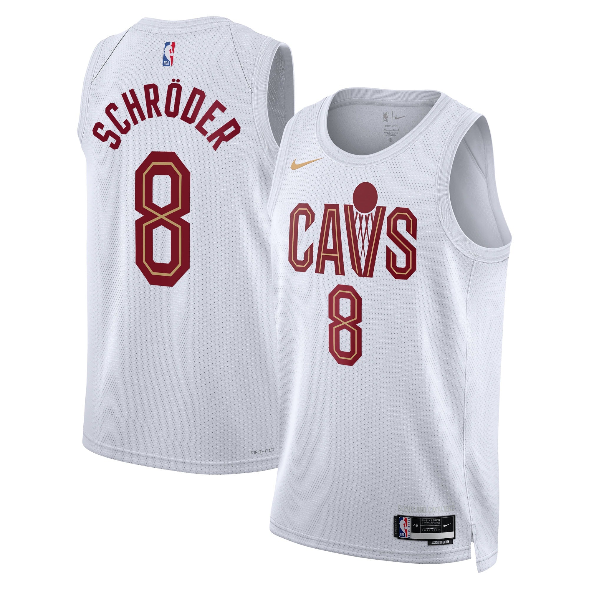 Cleveland Cavaliers Nike Association Edition Swingman Jersey - White - Dennis Schröder - Unisex NBA Team Jersey Basketball Fan Apparel