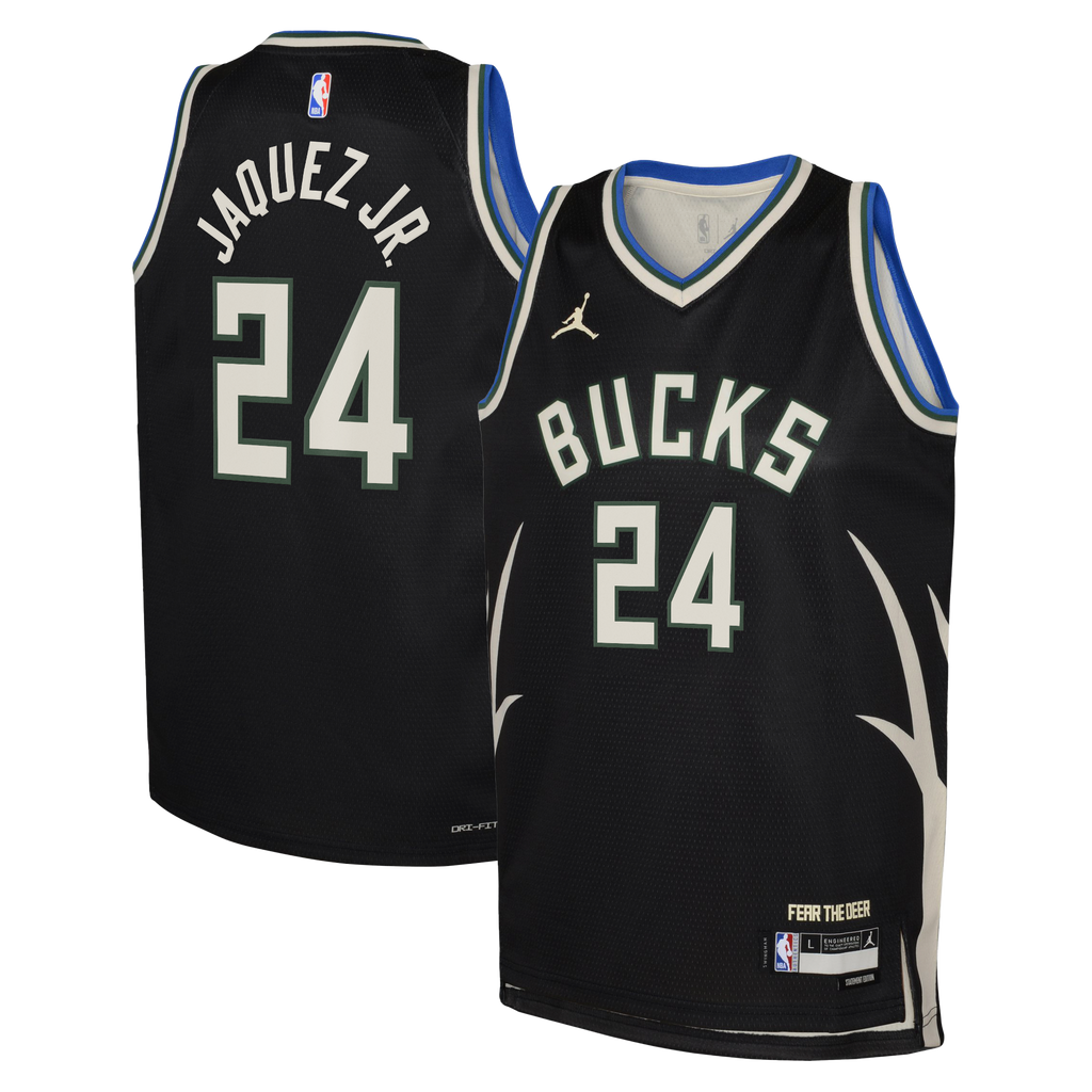 Milwaukee Bucks Jordan Brand Statement Edition Swingman Jersey - Hunter Green - Jaime Jaquez Jr. - Youth NBA Team Jersey Basketball Fan Apparel