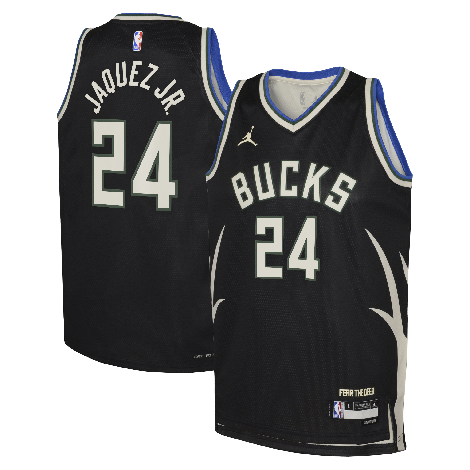 Milwaukee Bucks Jordan Brand Statement Edition Swingman Jersey - Hunter Green - Jaime Jaquez Jr. - Youth NBA Team Jersey Basketball Fan Apparel