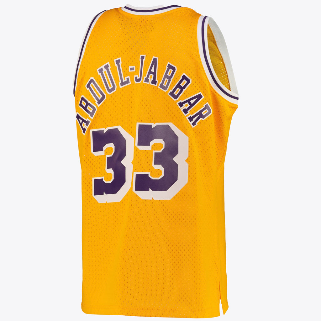 Los Angeles Lakers Mitchell & Ness Kareem Abdul-Jabbar Road Swingman Jersey - Light Gold - Men's NBA Team Jersey Basketball Fan Apparel