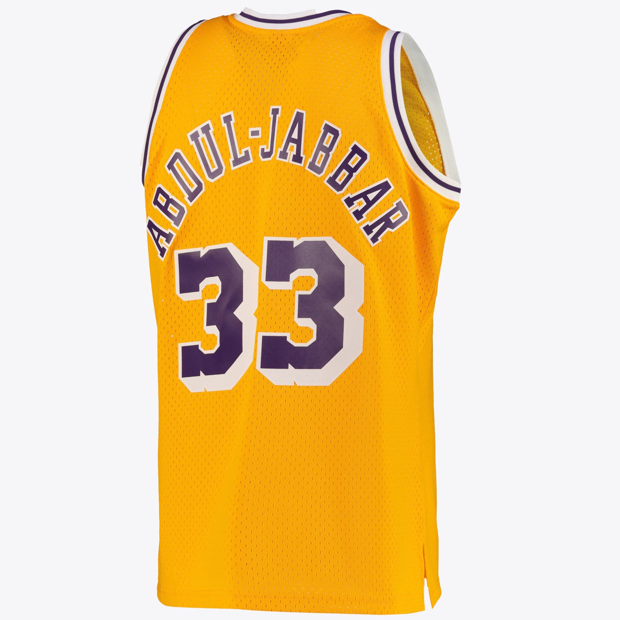Los Angeles Lakers Mitchell & Ness Kareem Abdul-Jabbar Road Swingman Jersey - Light Gold - Men's NBA Team Jersey Basketball Fan Apparel