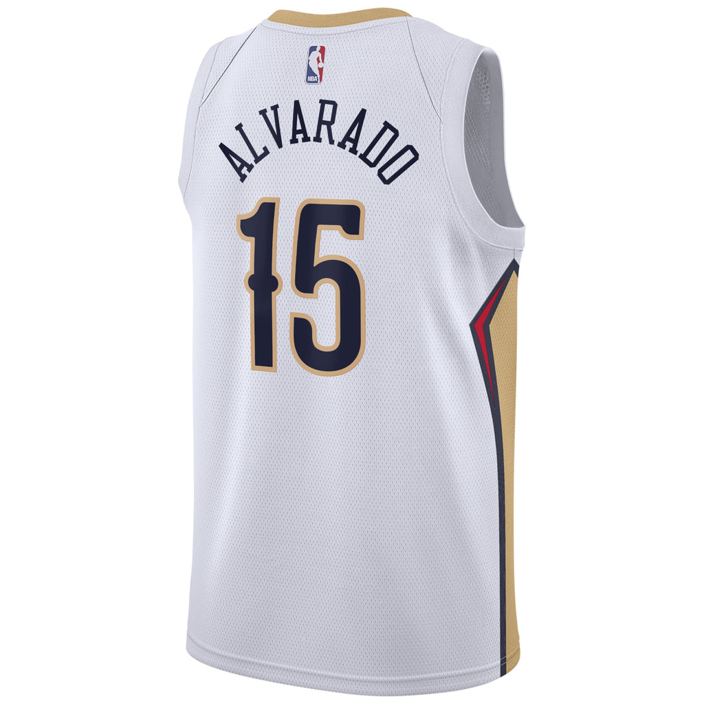 New Orleans Pelicans Nike Association Edition Swingman Jersey - White - Jose Alvarado - Unisex NBA Team Jersey Basketball Fan Apparel