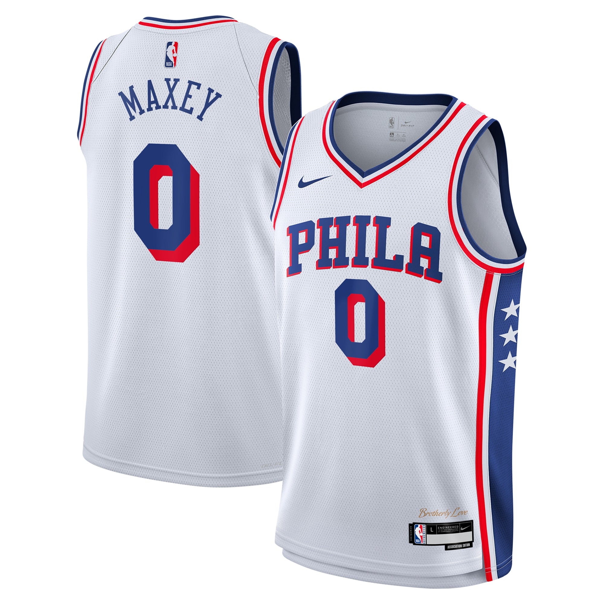 Philadelphia 76ers Nike Association Swingman Jersey - White - Tyrese Maxey - Youth NBA Team Jersey Basketball Fan Apparel