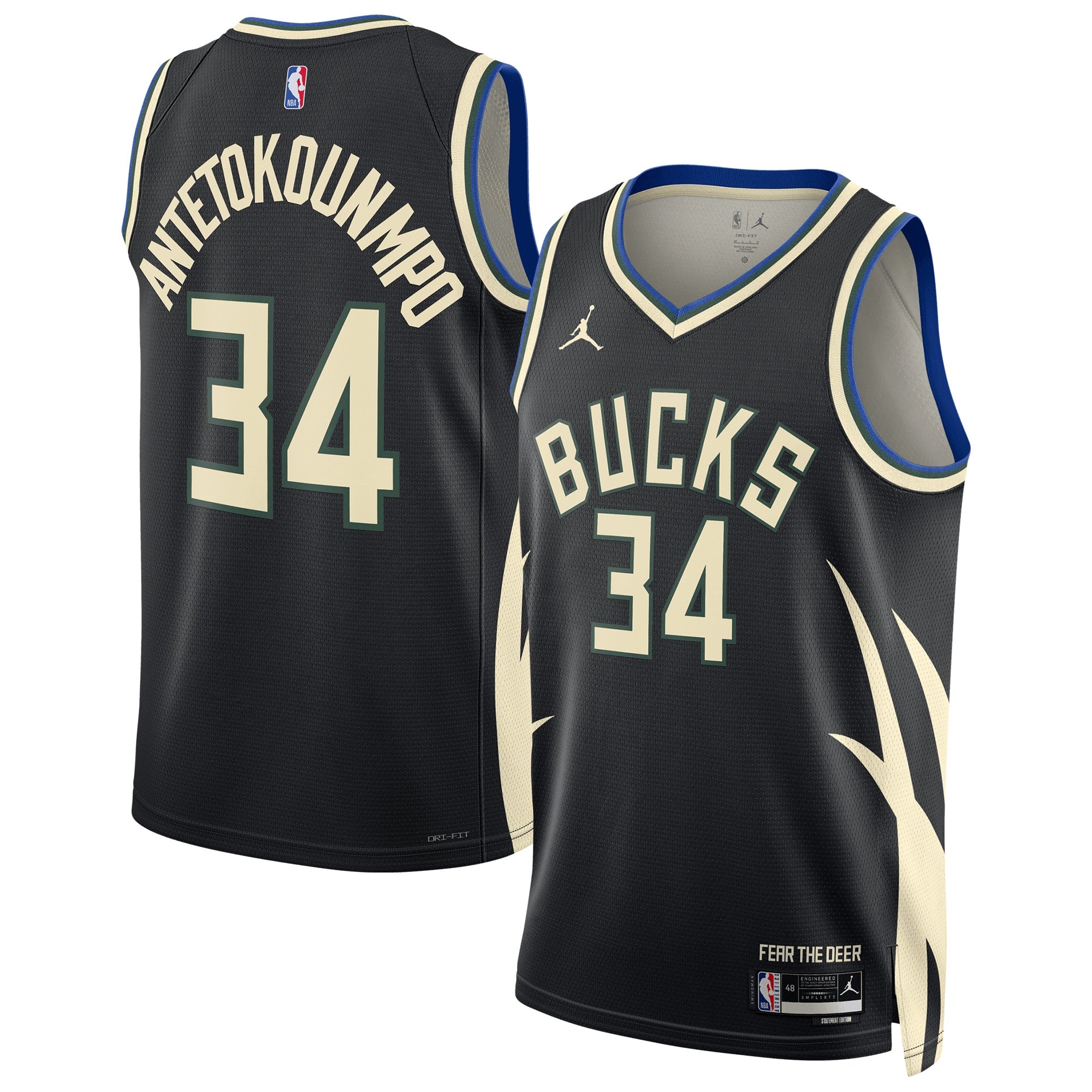 Milwaukee Bucks Giannis Antetokounmpo Nike Jordan Dri-FIT NBA Swingman Jersey - Men's NBA Team Jersey Basketball Fan Apparel