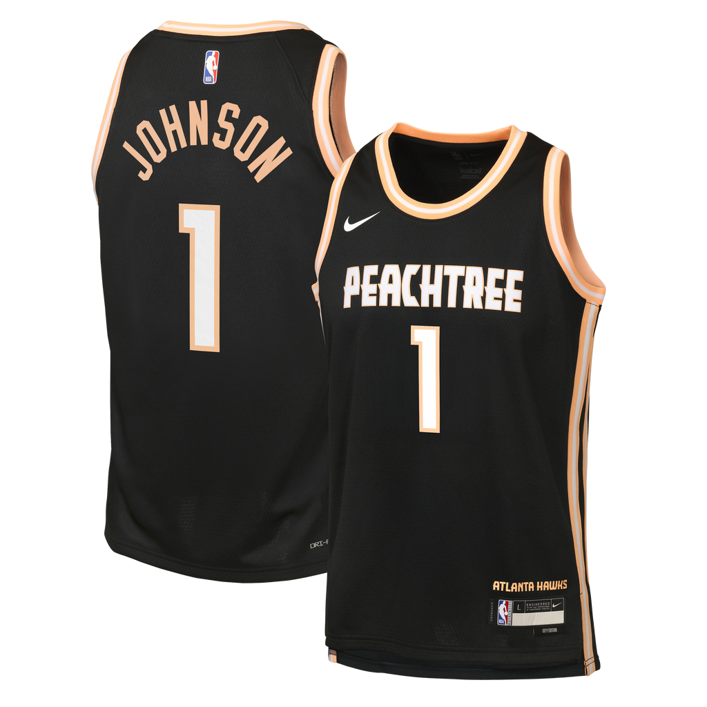 Nike Atlanta Hawks 2025/26 Nike City Edition Swingman Jersey - Black - Jalen Johnson - Youth NBA Team Jersey Basketball Fan Apparel