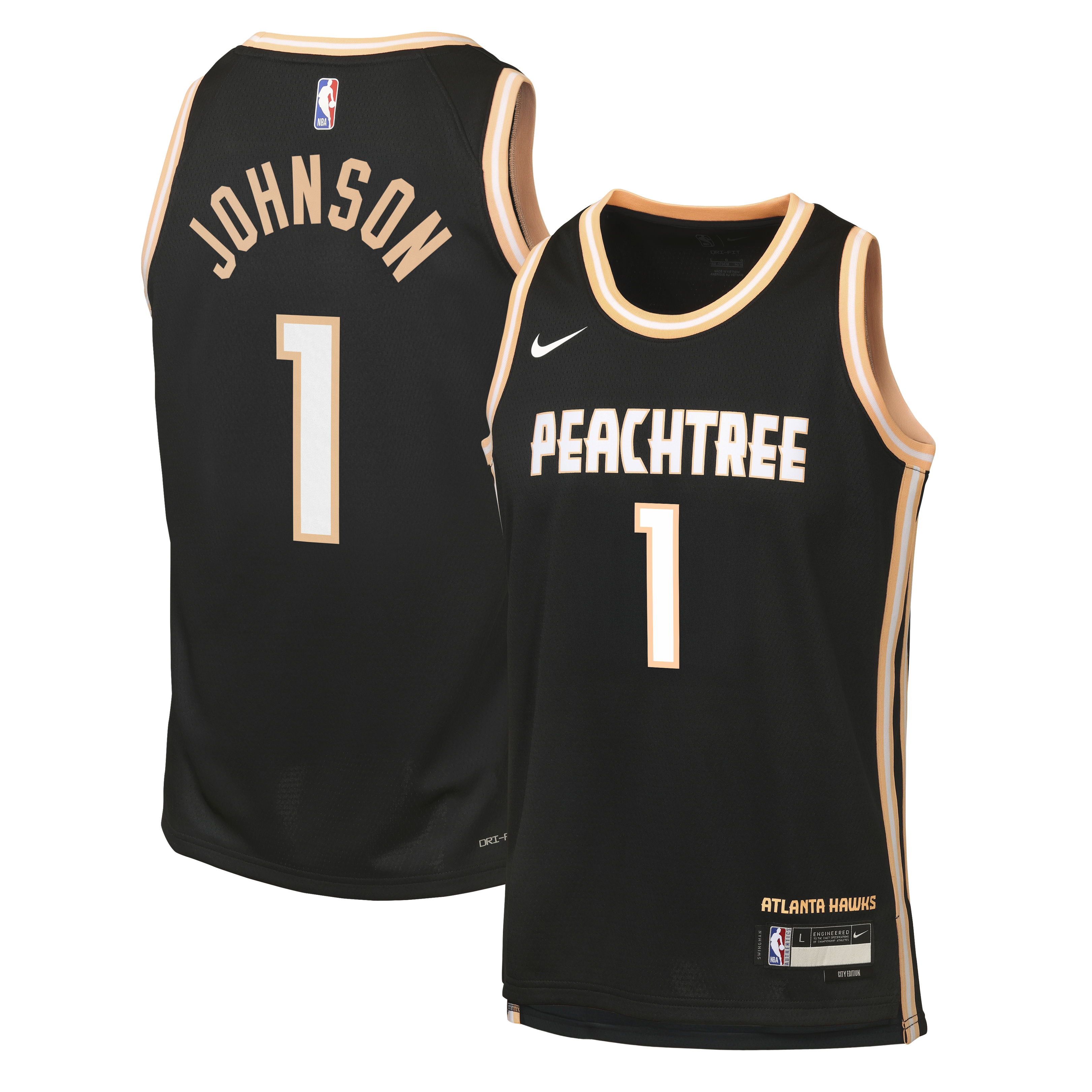 Nike Atlanta Hawks 2025/26 Nike City Edition Swingman Jersey - Black - Jalen Johnson - Youth NBA Team Jersey Basketball Fan Apparel