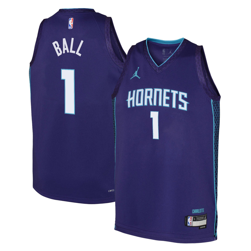 Charlotte Hornets Jordan Brand Statement Edition Swingman Jersey - Purple - LaMelo Ball - Youth NBA Team Jersey Basketball Fan Apparel