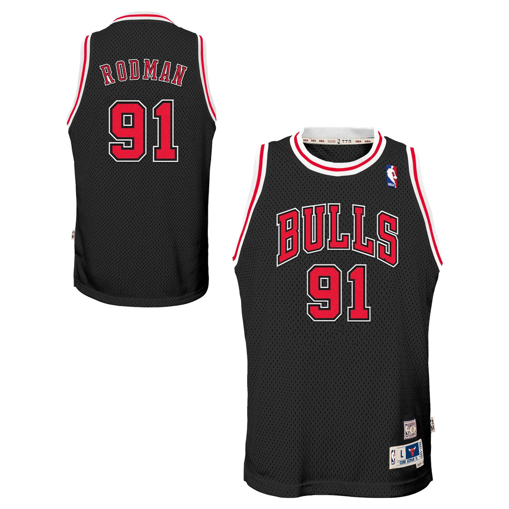 Chicago Bulls Dennis Rodman 1997-98 Hardwood Classics Alernate Swingman Jersey - Black - Youth NBA Team Jersey Basketball Fan Apparel
