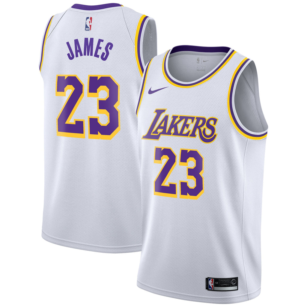 Los Angeles Lakers Nike Association Edition Swingman Jersey - White - LeBron James - Youth NBA Team Jersey Basketball Fan Apparel