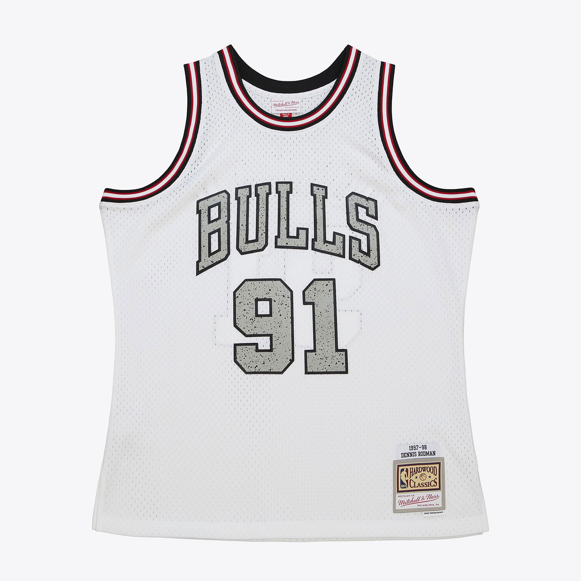Chicago Bulls Mitchell & Ness Dennis Rodman 1997 Cracked Cement Swingman Jersey - White NBA Team Jersey Basketball Fan Apparel