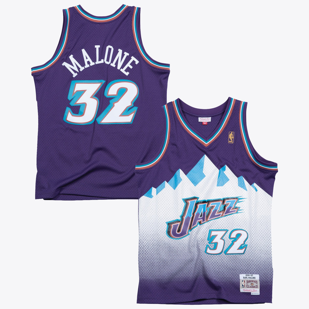 Utah Jazz Mitchell & Ness Karl Malone 1996 Swingman Road Authentic Jersey - Purple NBA Team Jersey Basketball Fan Apparel