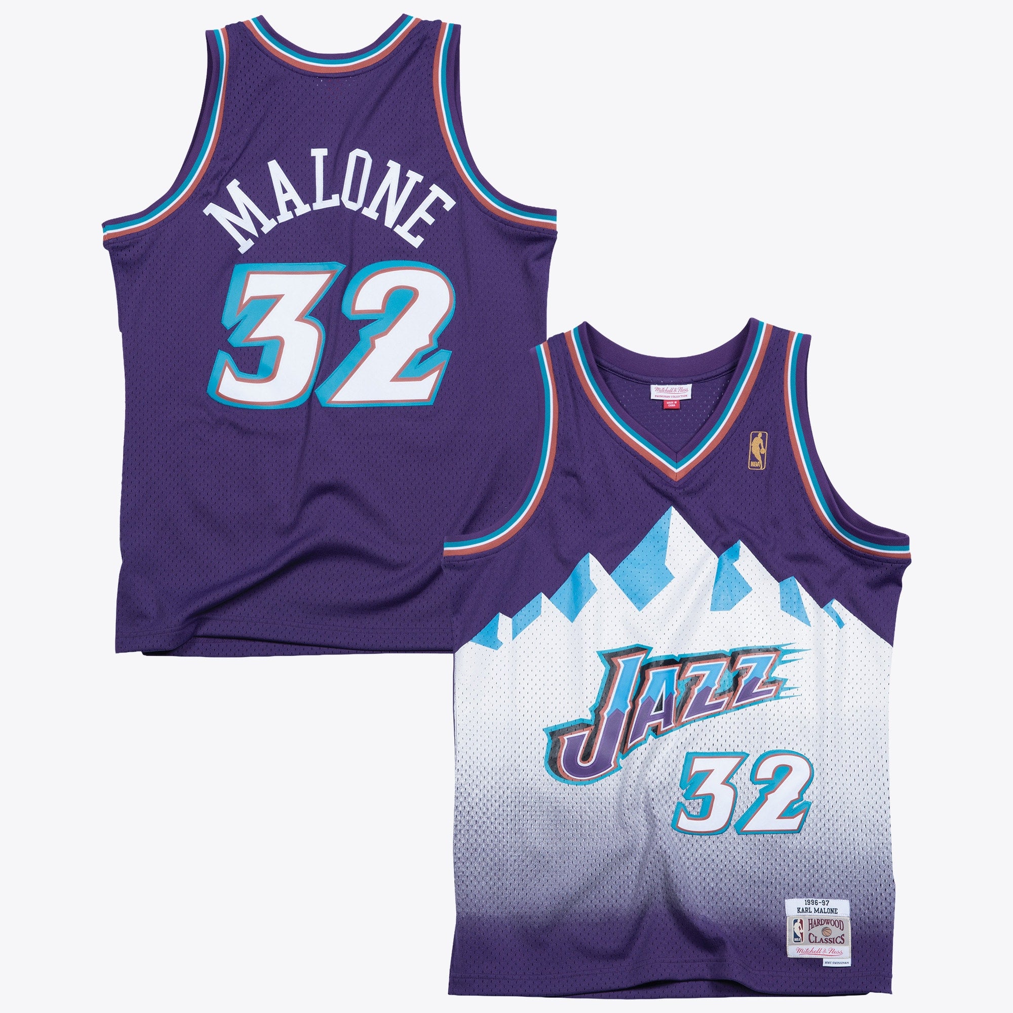Utah Jazz Mitchell & Ness Karl Malone 1996 Swingman Road Authentic Jersey - Purple NBA Team Jersey Basketball Fan Apparel