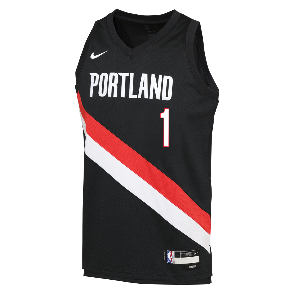 Portland Trail Blazers Nike Replica Icon Edition Swingman Jersey - Black - Ja Morant - Youth NBA Team Jersey Basketball Fan Apparel