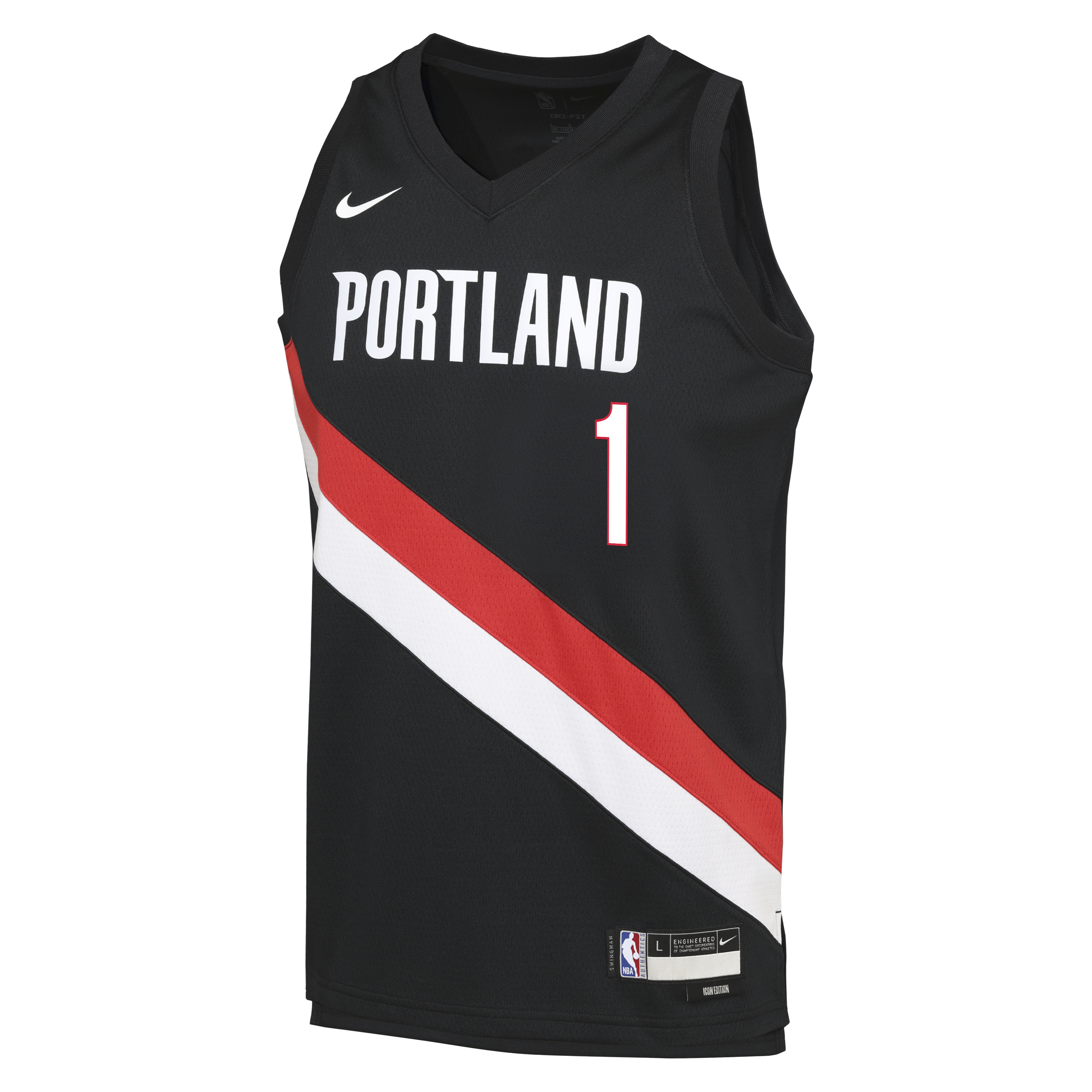 Portland Trail Blazers Nike Replica Icon Edition Swingman Jersey - Black - Ja Morant - Youth NBA Team Jersey Basketball Fan Apparel