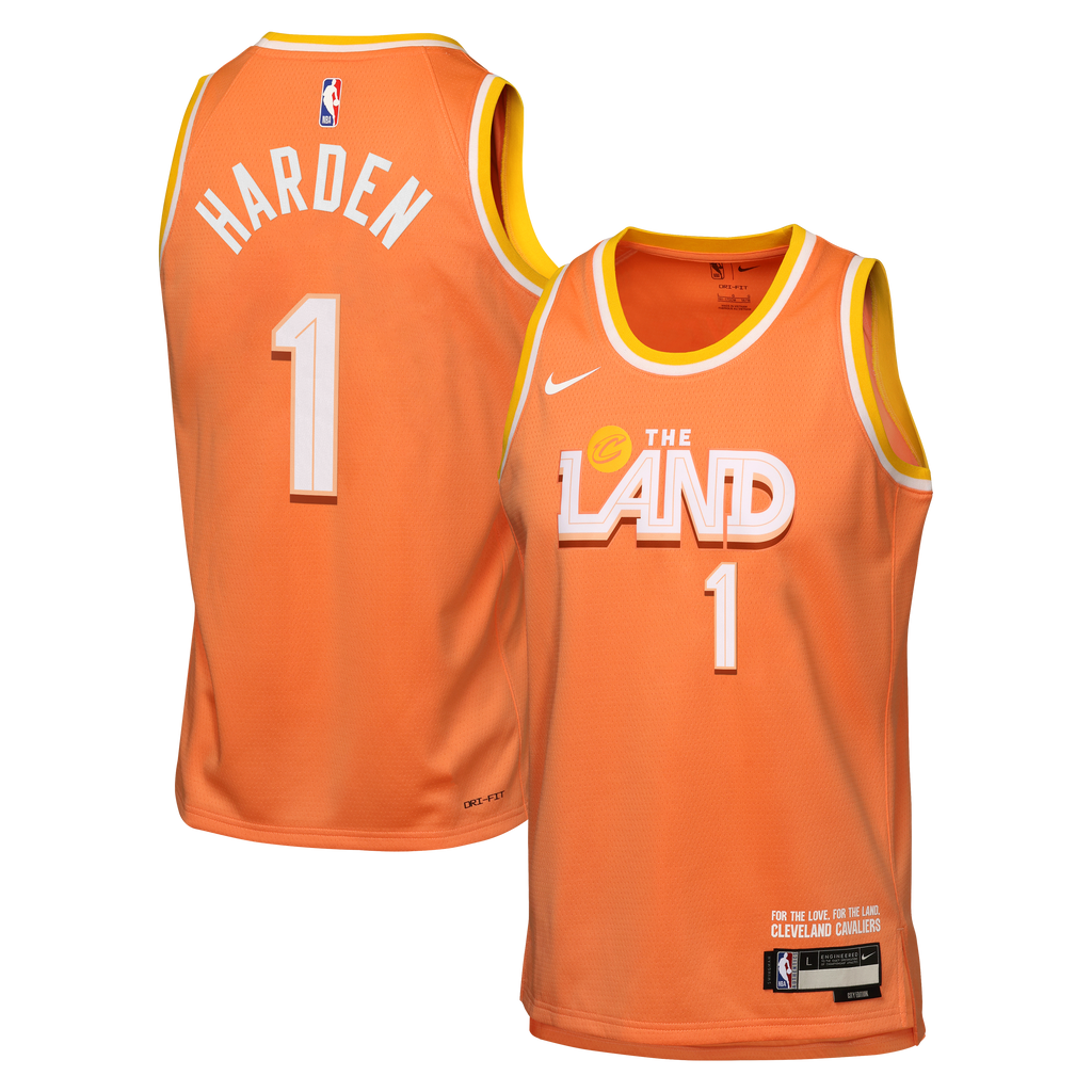 Nike Cleveland Cavaliers 2025/26 City Edition Swingman Jersey - Orange - James Harden - Youth NBA Team Jersey Basketball Fan Apparel