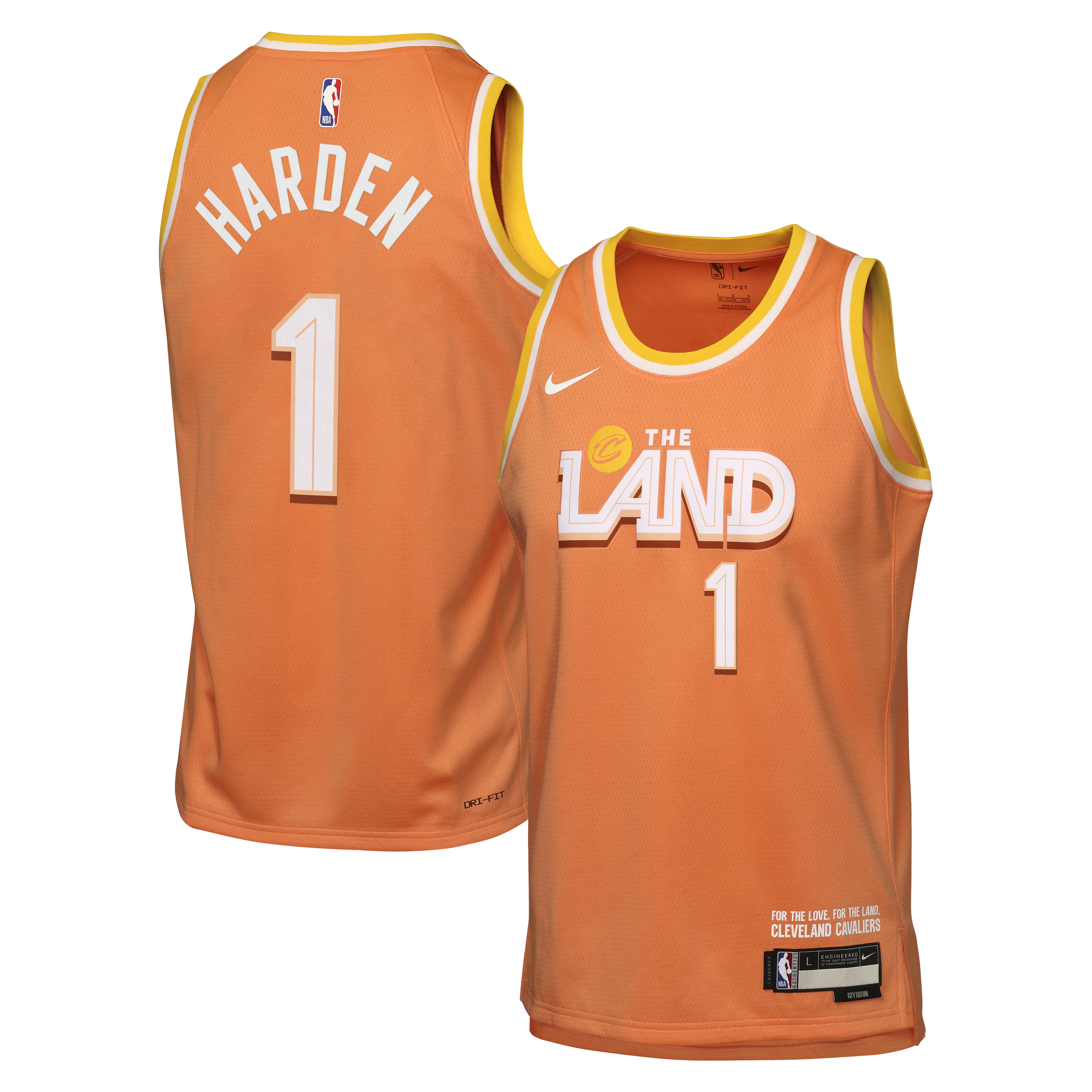 Nike Cleveland Cavaliers 2025/26 City Edition Swingman Jersey - Orange - James Harden - Youth NBA Team Jersey Basketball Fan Apparel