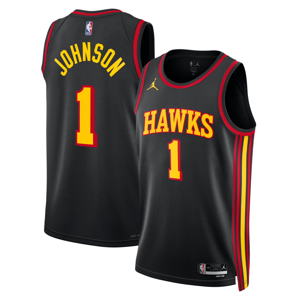 Atlanta Hawks Jordan Brand Statement Edition Swingman Jersey - Black - Jalen Johnson - Unisex NBA Team Jersey Basketball Fan Apparel