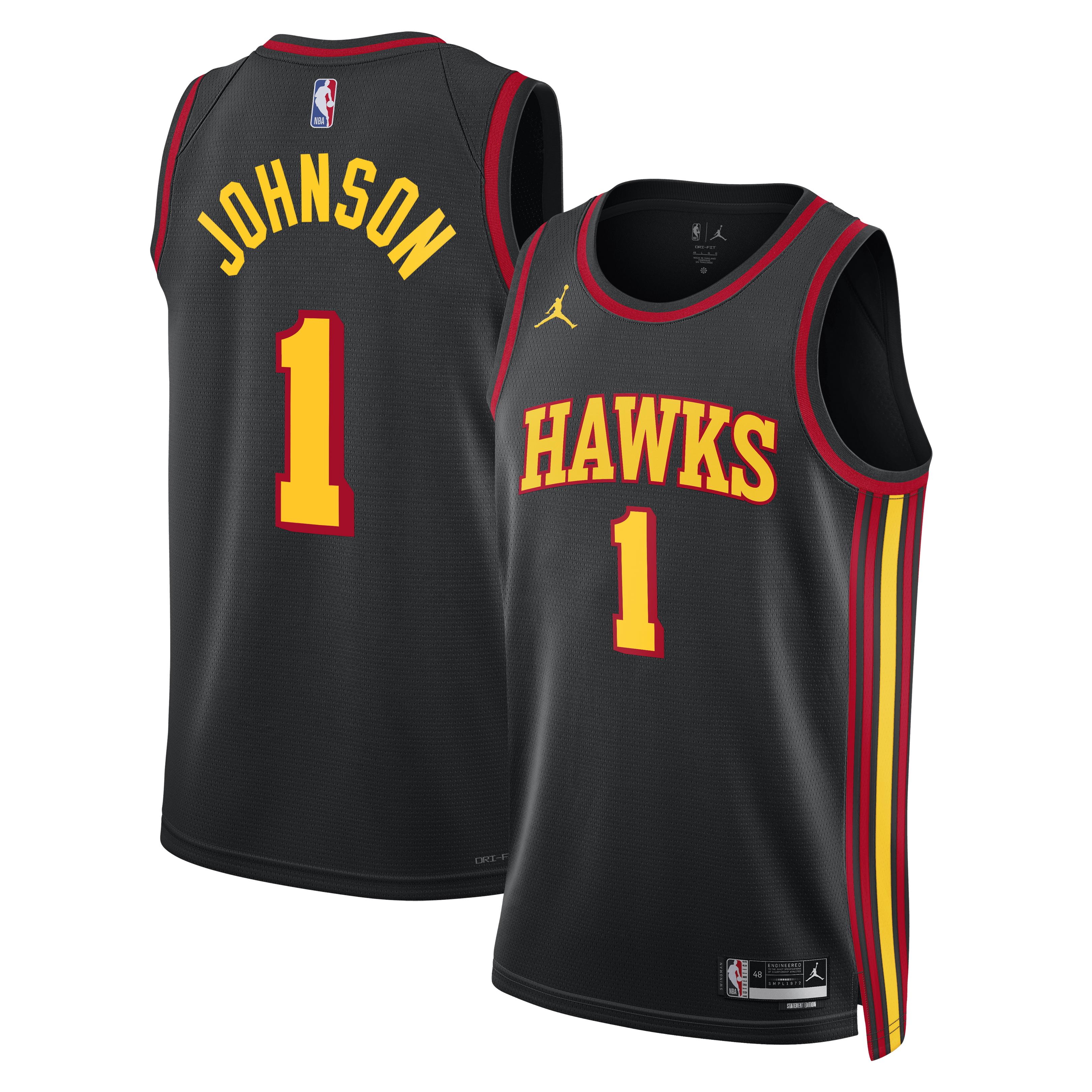 Atlanta Hawks Jordan Brand Statement Edition Swingman Jersey - Black - Jalen Johnson - Unisex NBA Team Jersey Basketball Fan Apparel