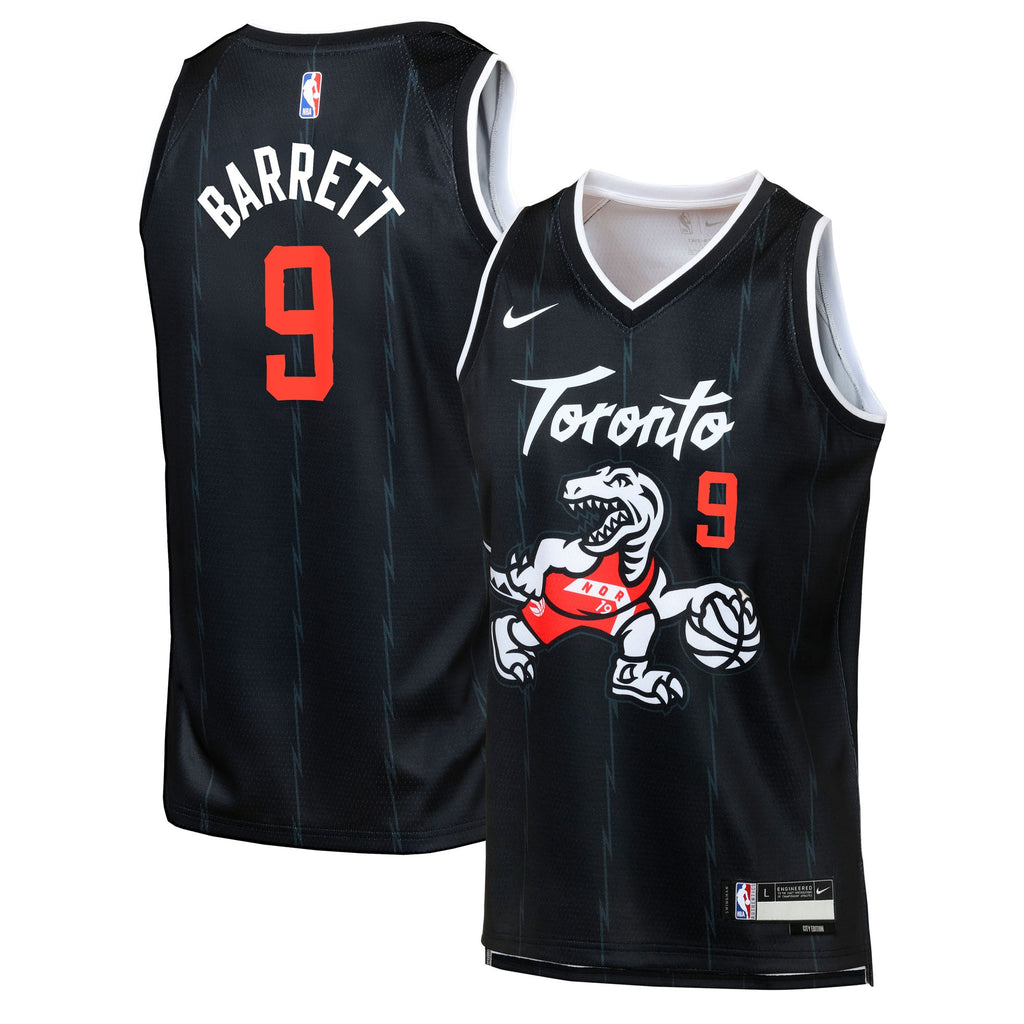 Toronto Raptors Nike 2025/26 City Edition Swingman Jersey - Black - RJ Barrett - Youth NBA Team Jersey Basketball Fan Apparel