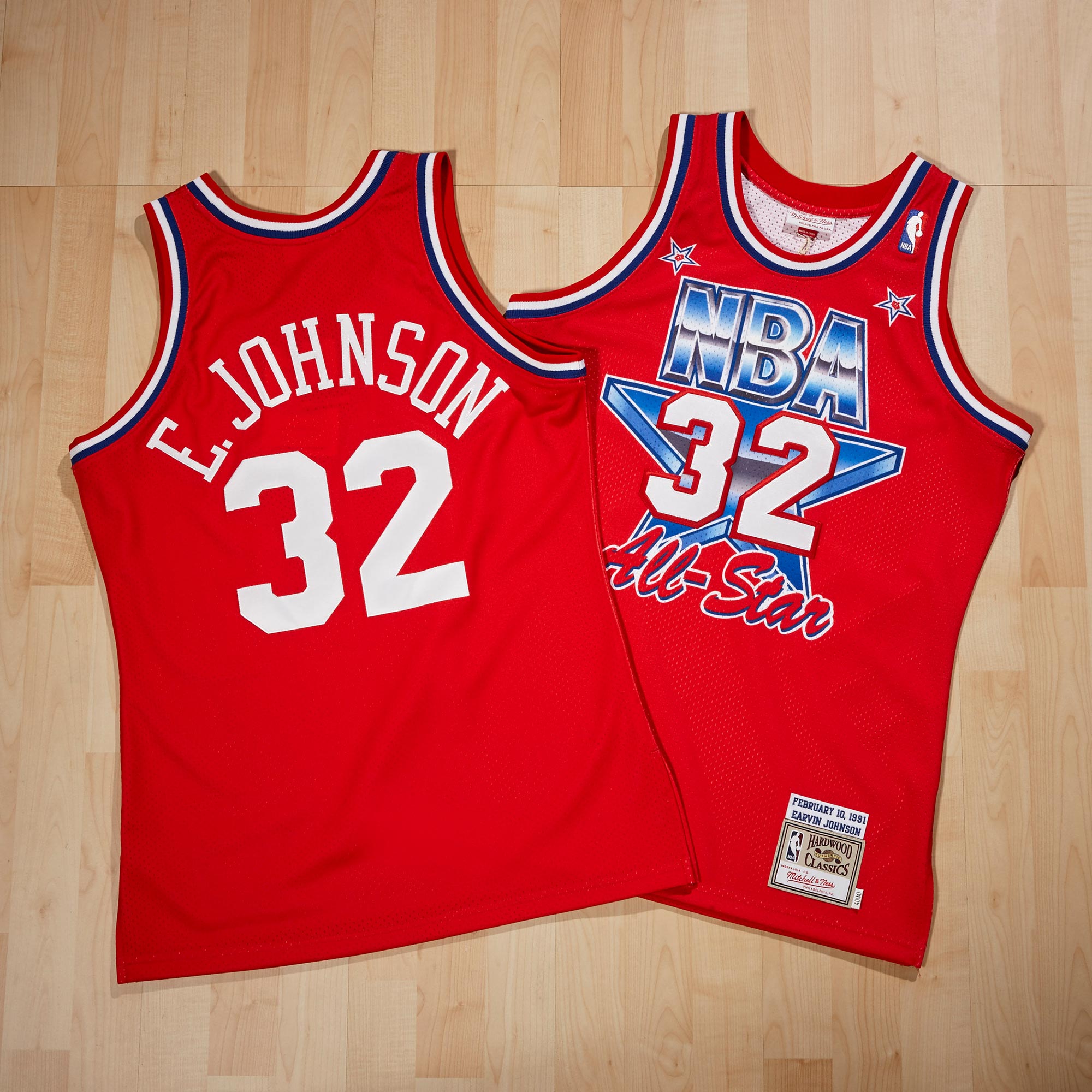 NBA All-Star West Mitchell & Ness Magic Johnson 1991 Authentic Jersey - Scarlett - Men's NBA Team Jersey Basketball Fan Apparel