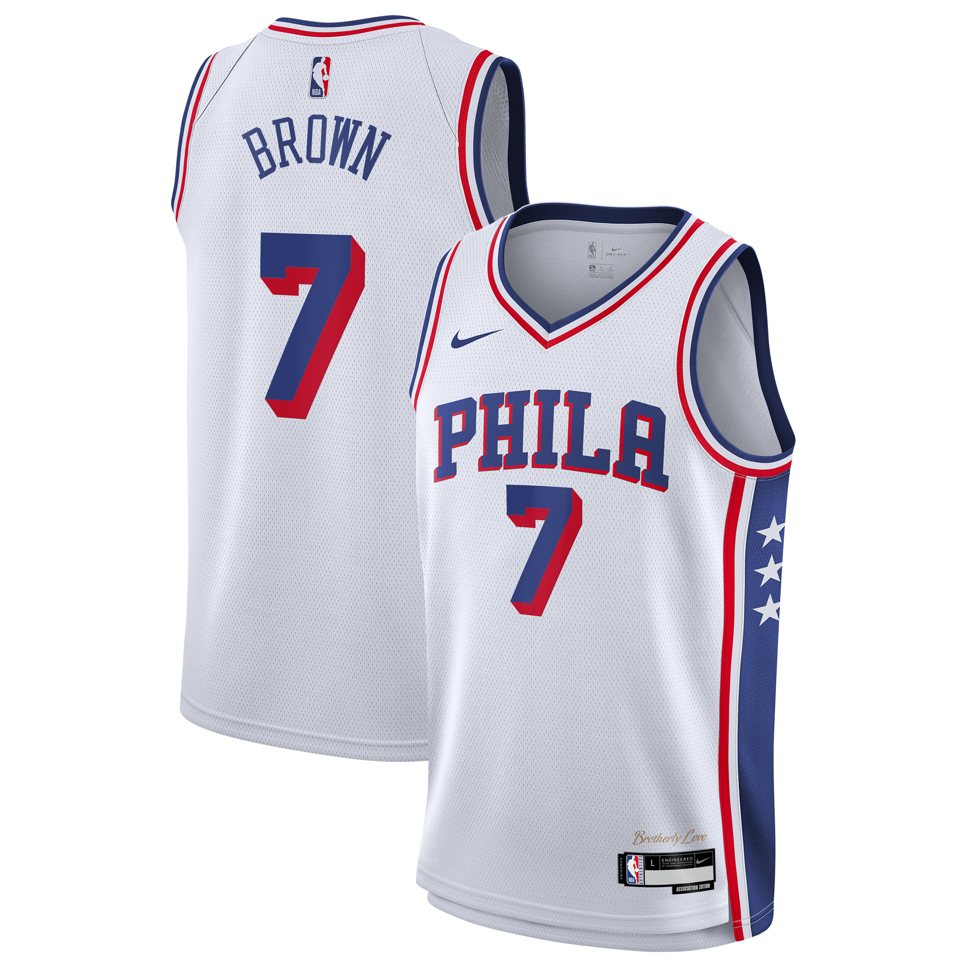 Philadelphia 76ers Nike Association Edition Swingman Jersey - White - Jaylen Brown - Youth NBA Team Jersey Basketball Fan Apparel