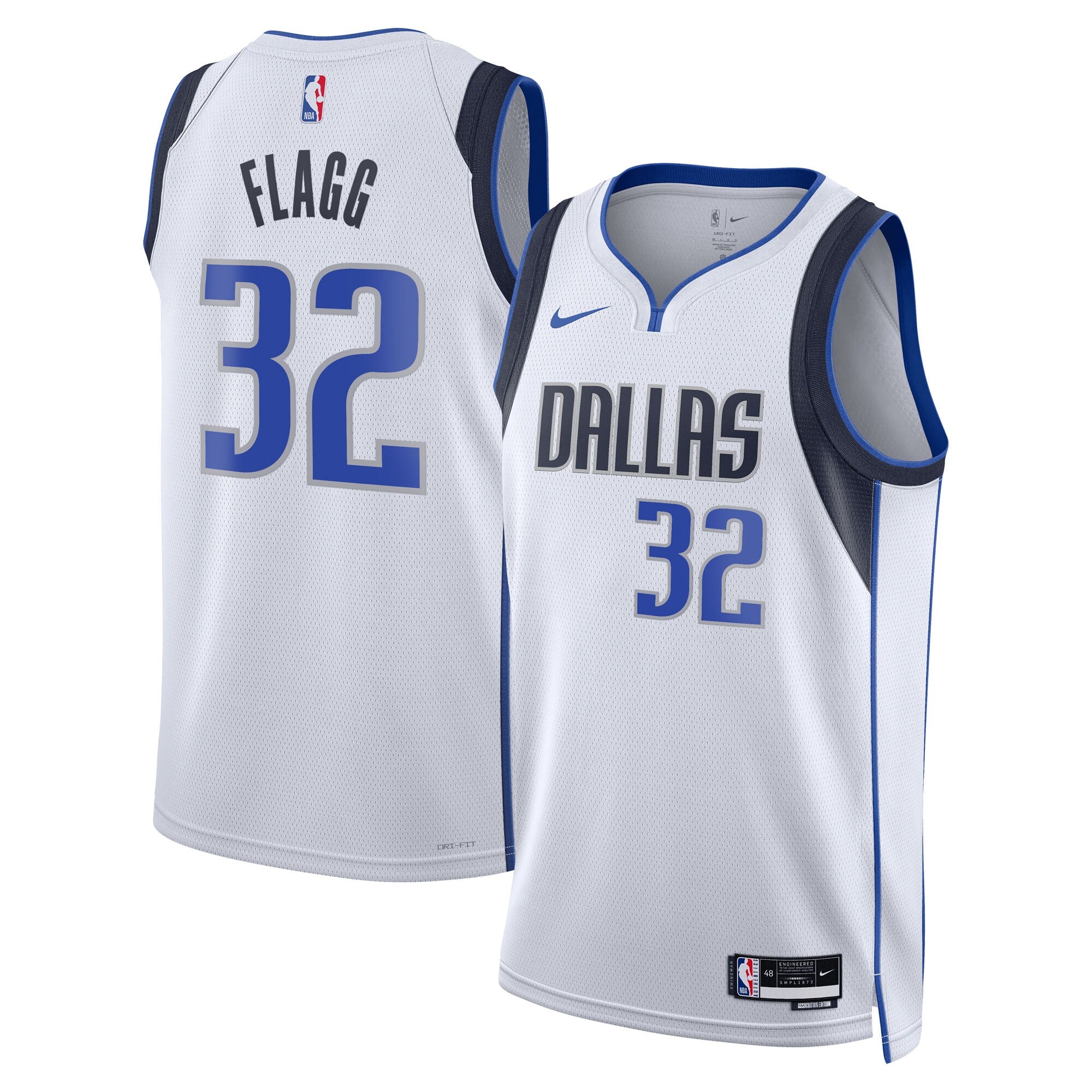 Dallas Mavericks Nike Association Edition Swingman Jersey NBA 2025 First Round Draft Pick - White - Cooper Flagg - Unisex NBA Team Jersey Basketball F