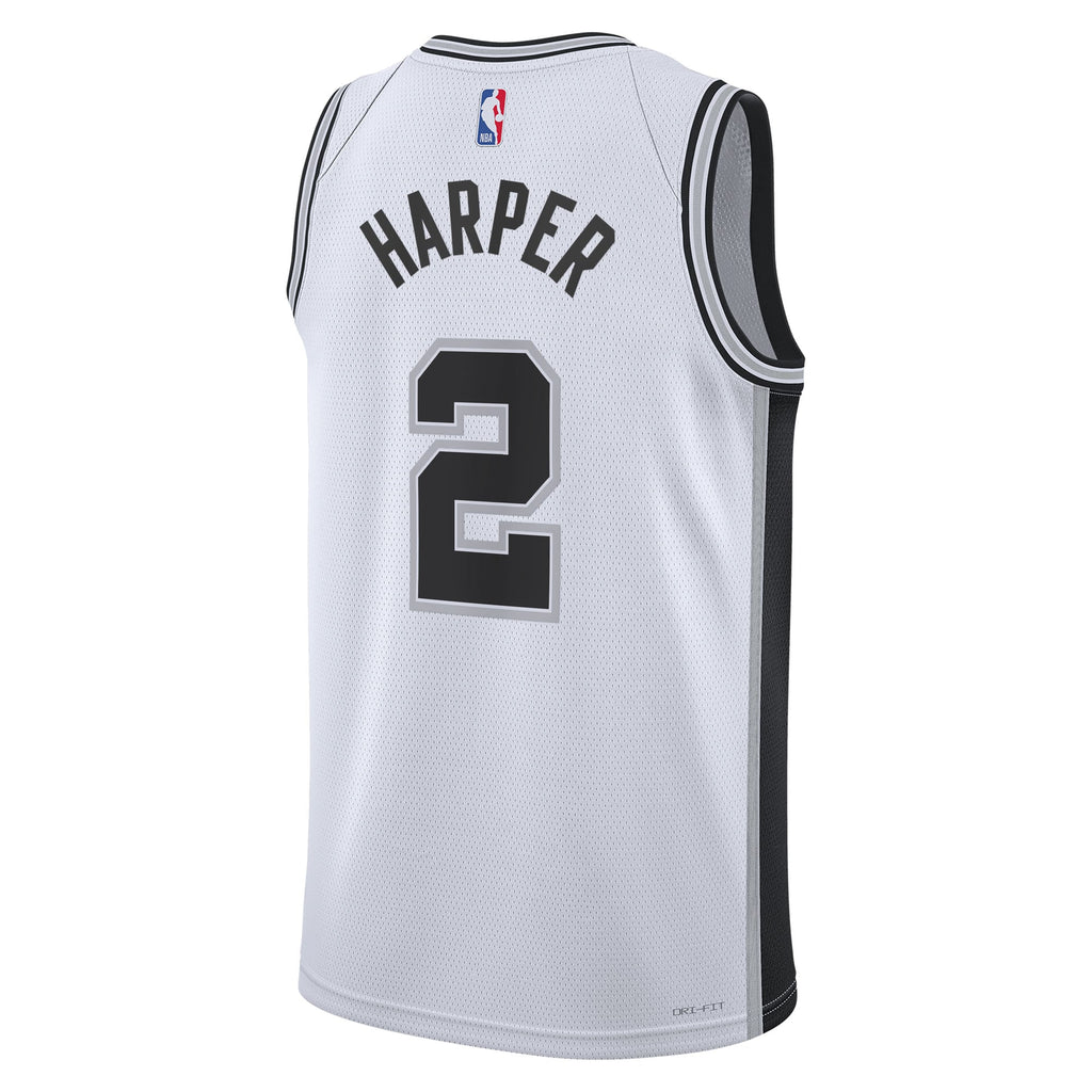 San Antonio Spurs Nike Association Swingman Jersey NBA 2025 First Round Draft Pick - White - Dylan Harper - Youth NBA Team Jersey Basketball Fan Appar