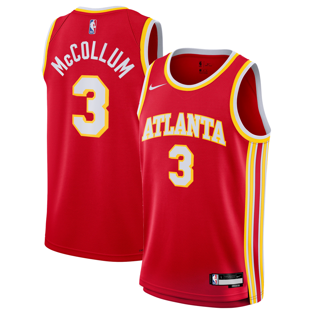 Atlanta Hawks Nike Icon Edition Swingman Jersey - Red - CJ McCollum - Youth NBA Team Jersey Basketball Fan Apparel