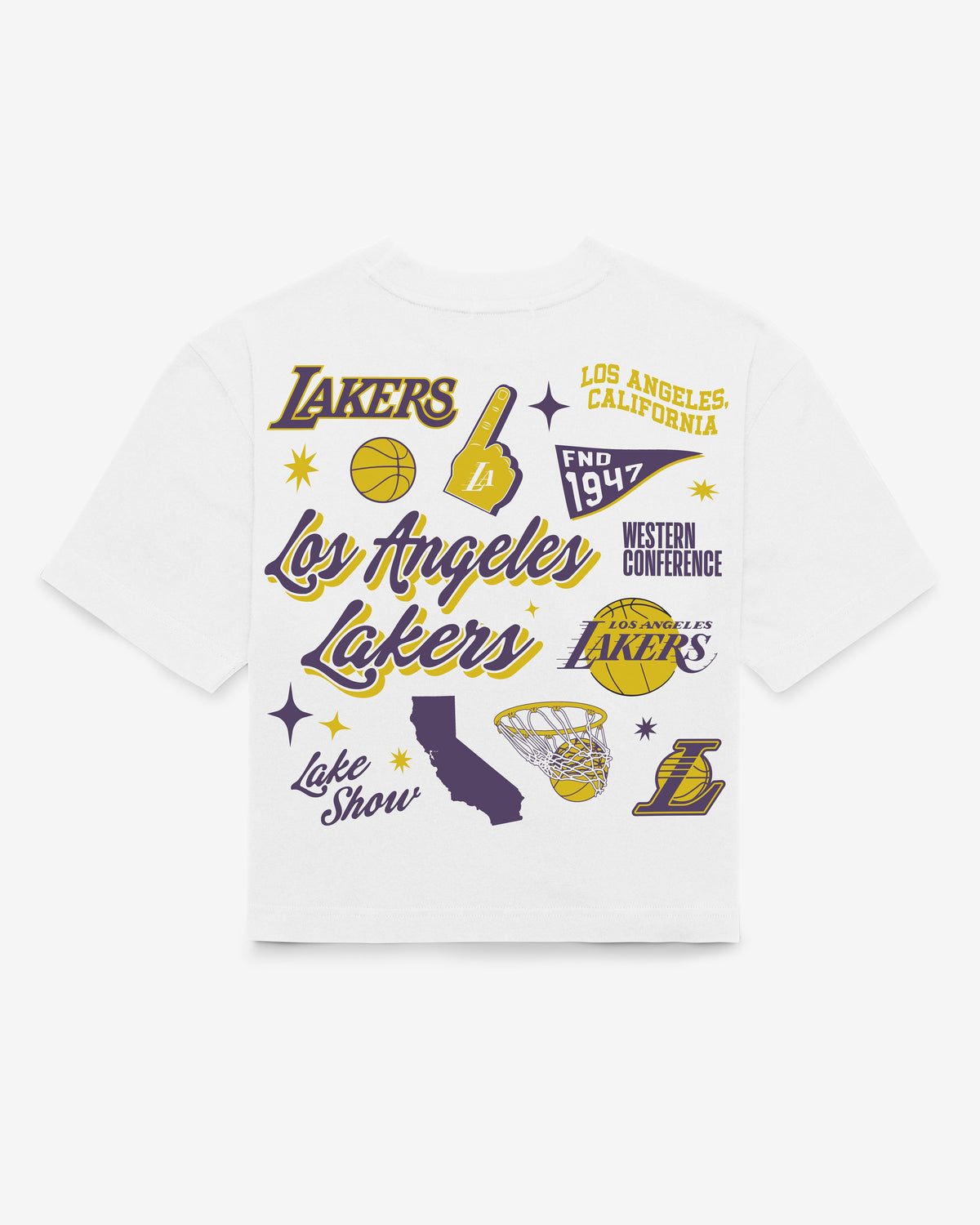 LOS ANGELES LAKERS COLLAGE SCRIPT '47 REED CITY TEE WOMENS