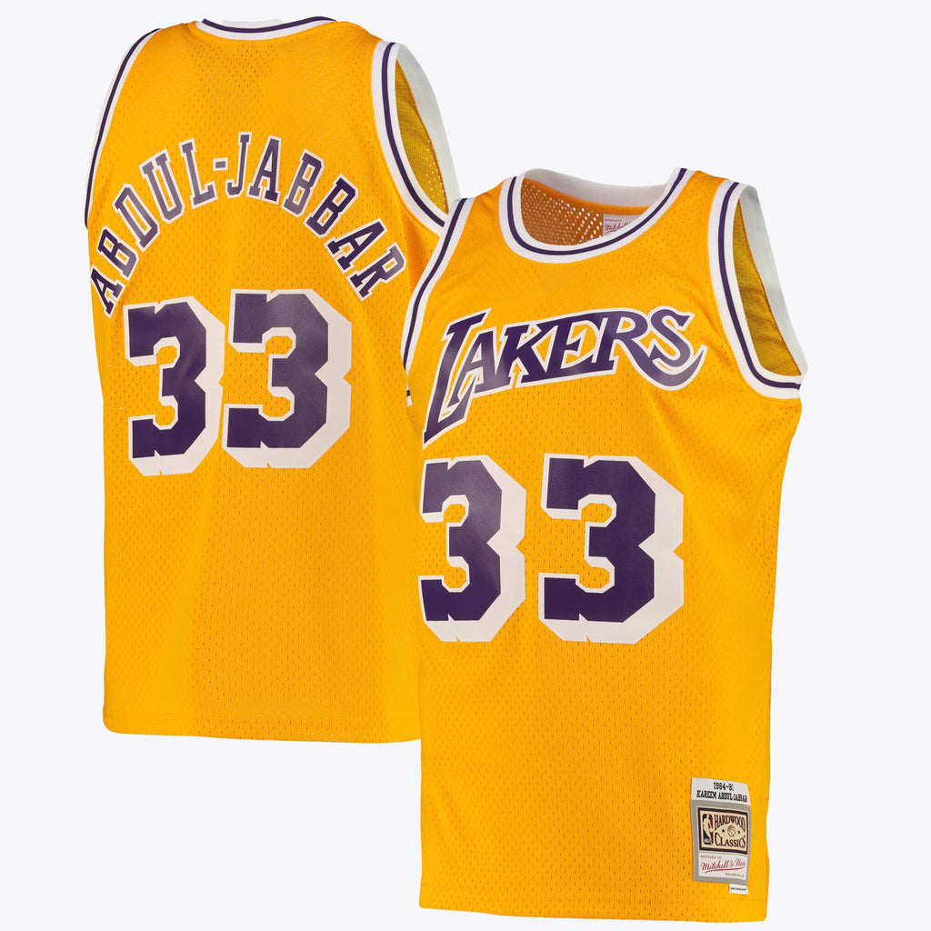 Los Angeles Lakers Mitchell & Ness Kareem Abdul-Jabbar Road Swingman Jersey - Light Gold - Men's NBA Team Jersey Basketball Fan Apparel