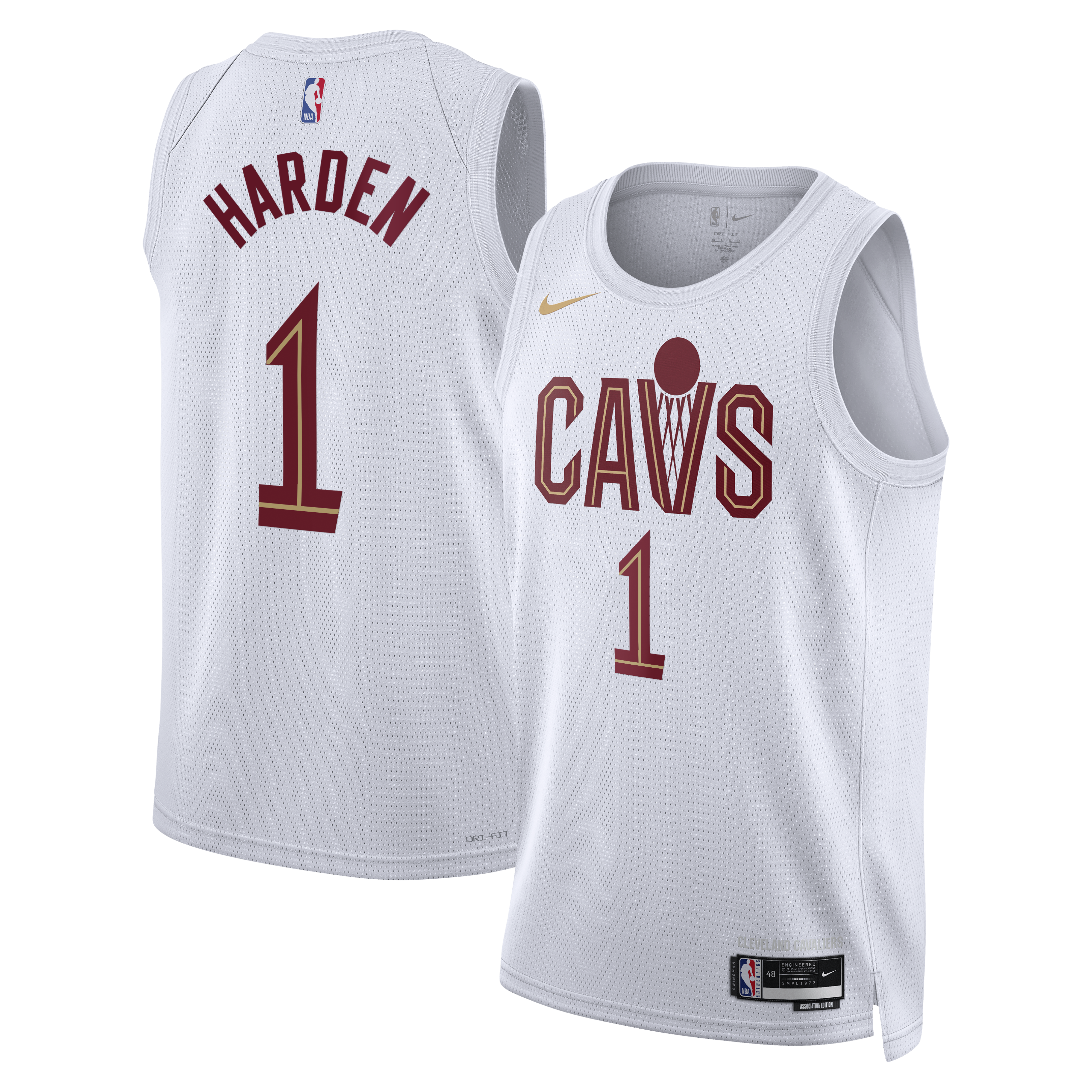 Cleveland Cavaliers Nike Association Edition Swingman Jersey - White - James Harden - Unisex NBA Team Jersey Basketball Fan Apparel