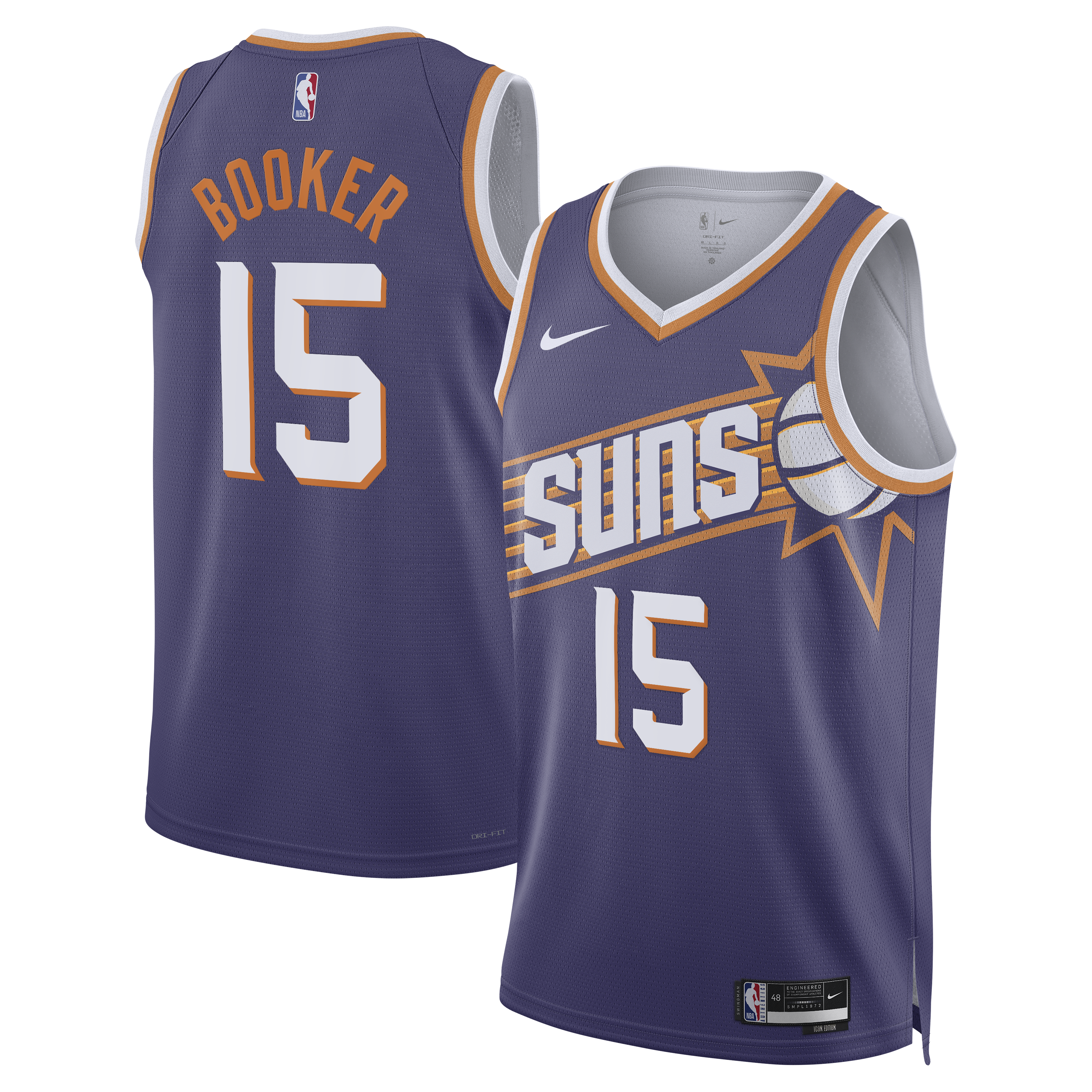 Phoenix Suns Nike Icon Edition Swingman Jersey - Purple - Devin Booker - Unisex NBA Team Jersey Basketball Fan Apparel