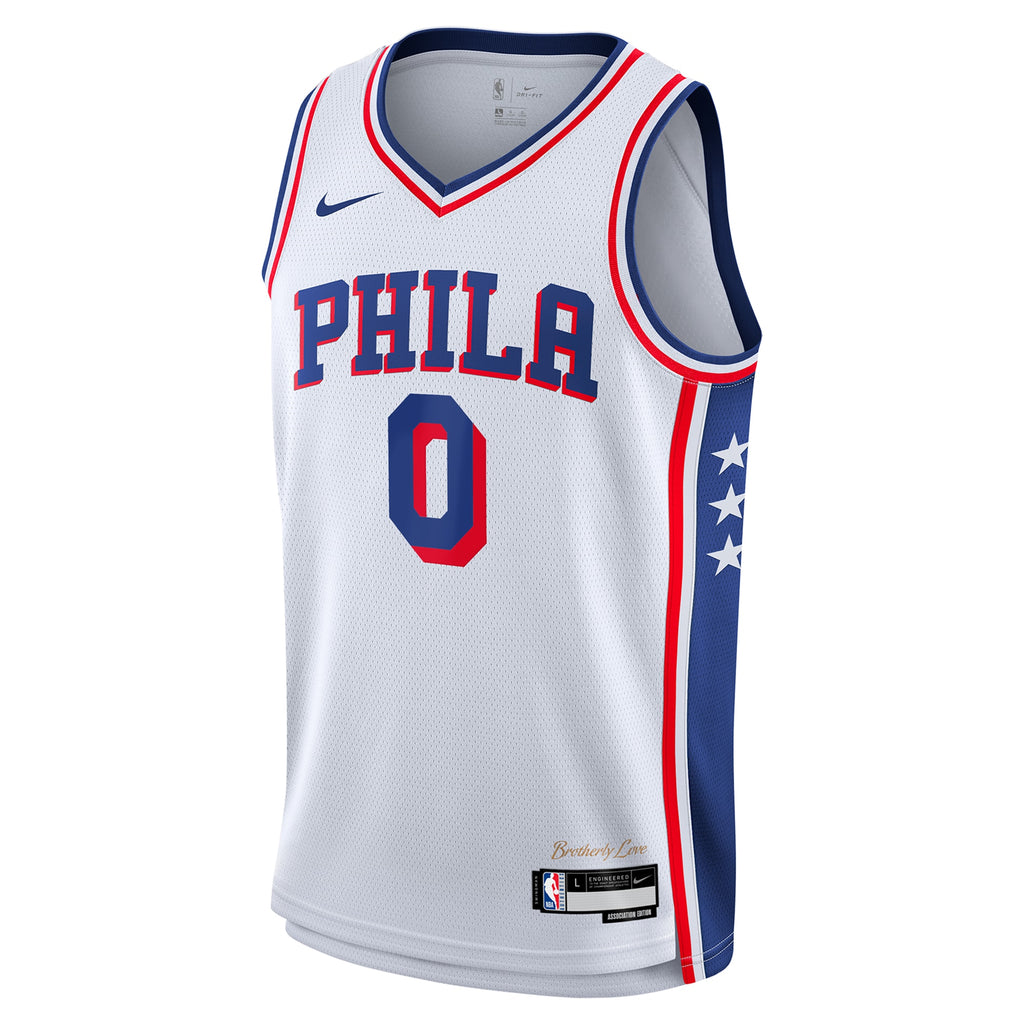 Philadelphia 76ers Nike Association Swingman Jersey - White - Tyrese Maxey - Youth NBA Team Jersey Basketball Fan Apparel