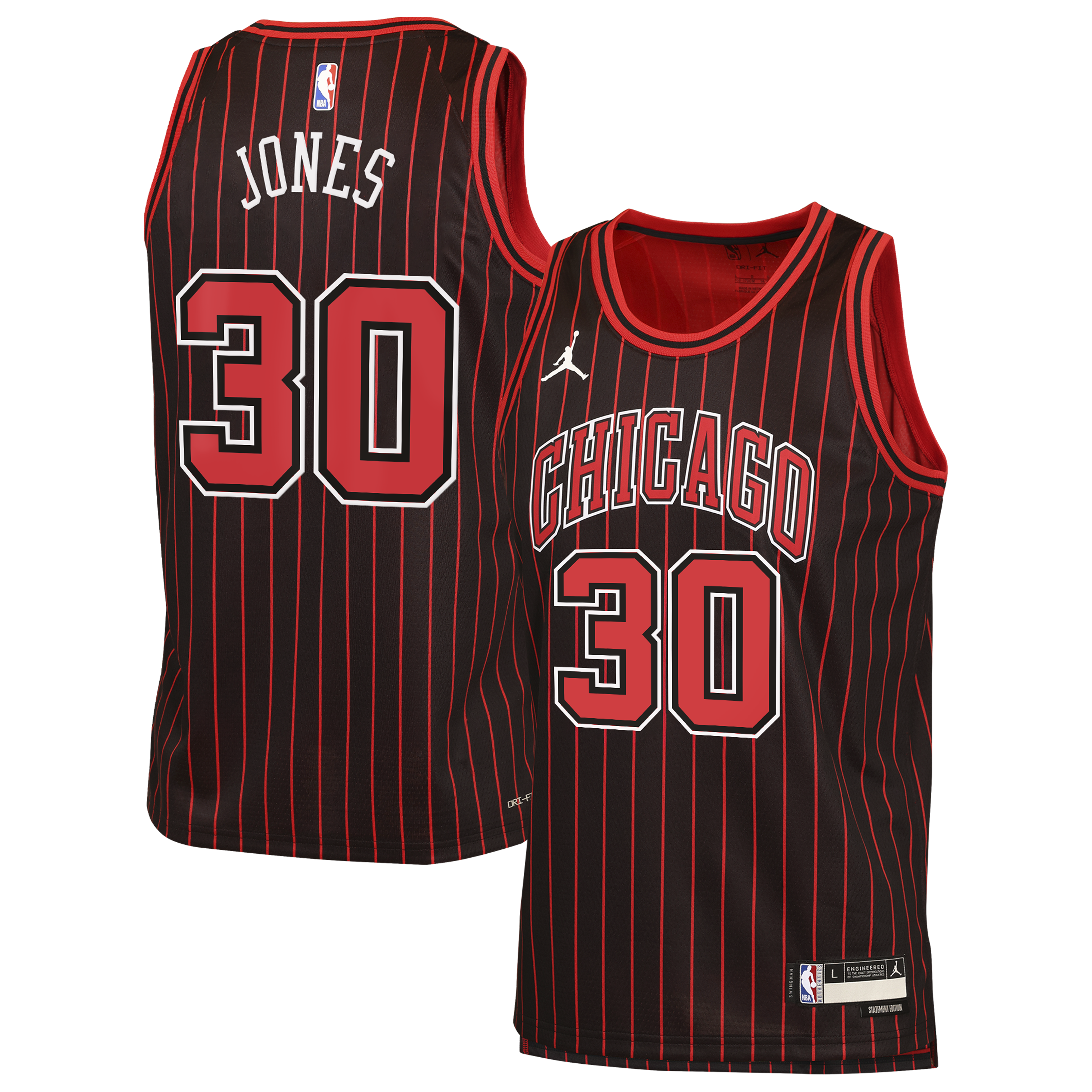 Chicago Bulls Jordan Brand Statement Edition Jersey - Black - Tre Jones - Youth NBA Team Jersey Basketball Fan Apparel