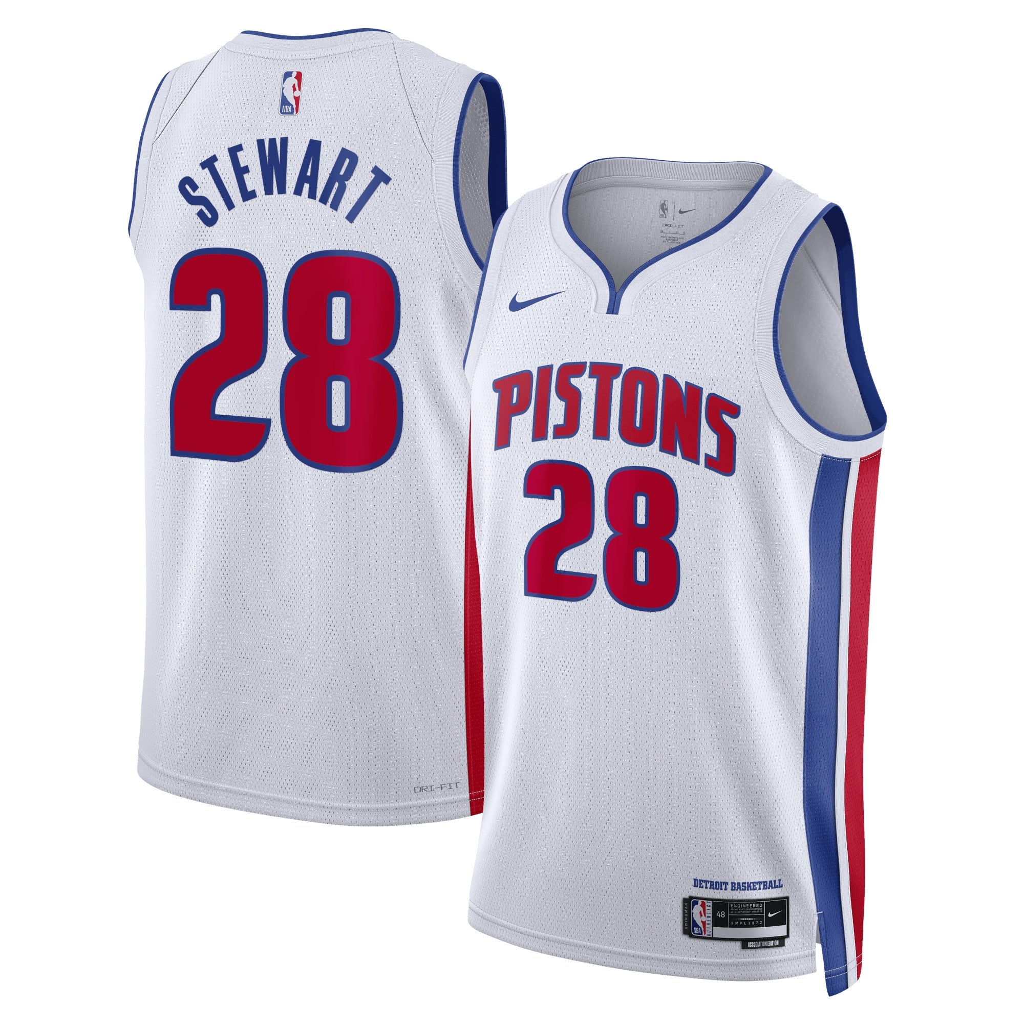 Detroit Pistons Nike Association Edition Swingman Jersey - White - Isaiah Stewart - Unisex NBA Team Jersey Basketball Fan Apparel