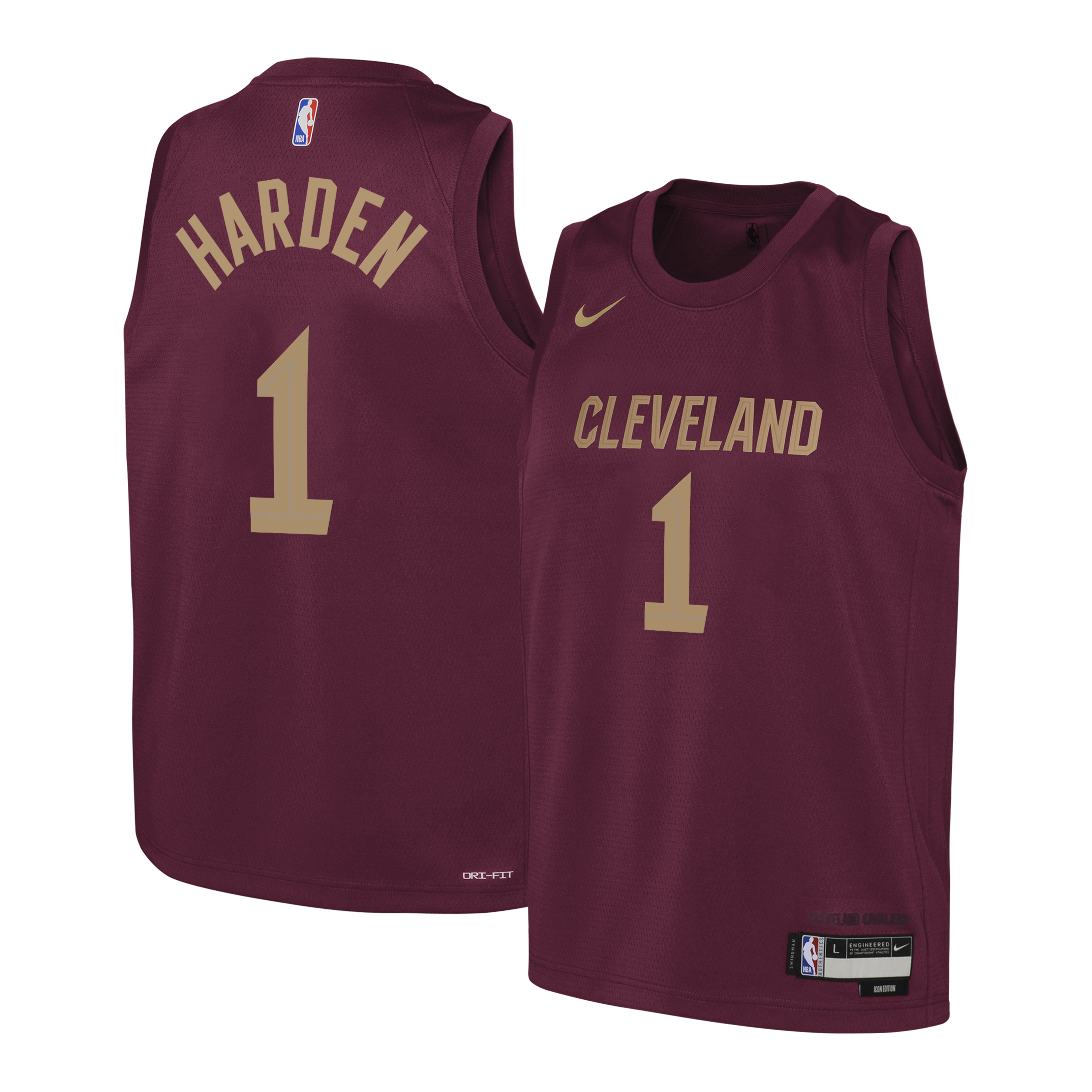 Cleveland Cavaliers Nike Icon Edition Swingman Jersey - Wine - James Harden - Youth NBA Team Jersey Basketball Fan Apparel