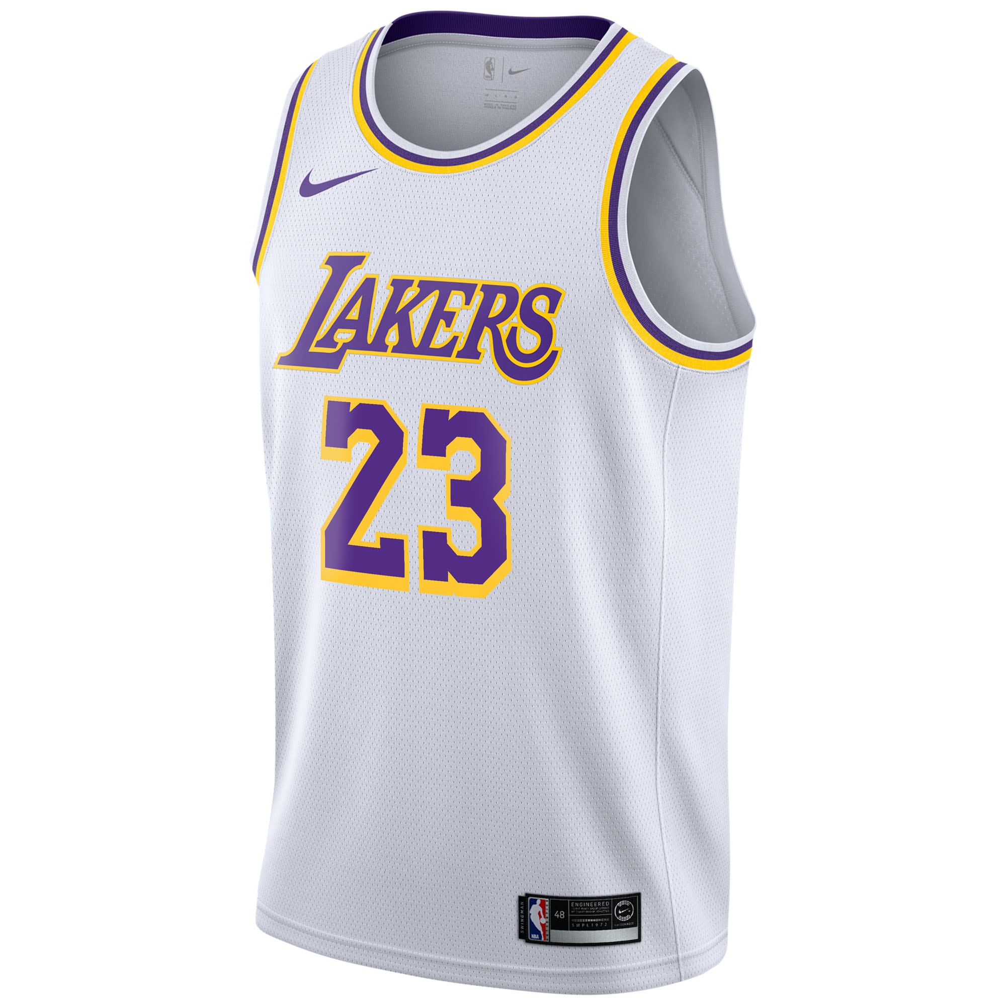 Los Angeles Lakers Nike Association Edition Swingman Jersey - White - LeBron James - Youth NBA Team Jersey Basketball Fan Apparel