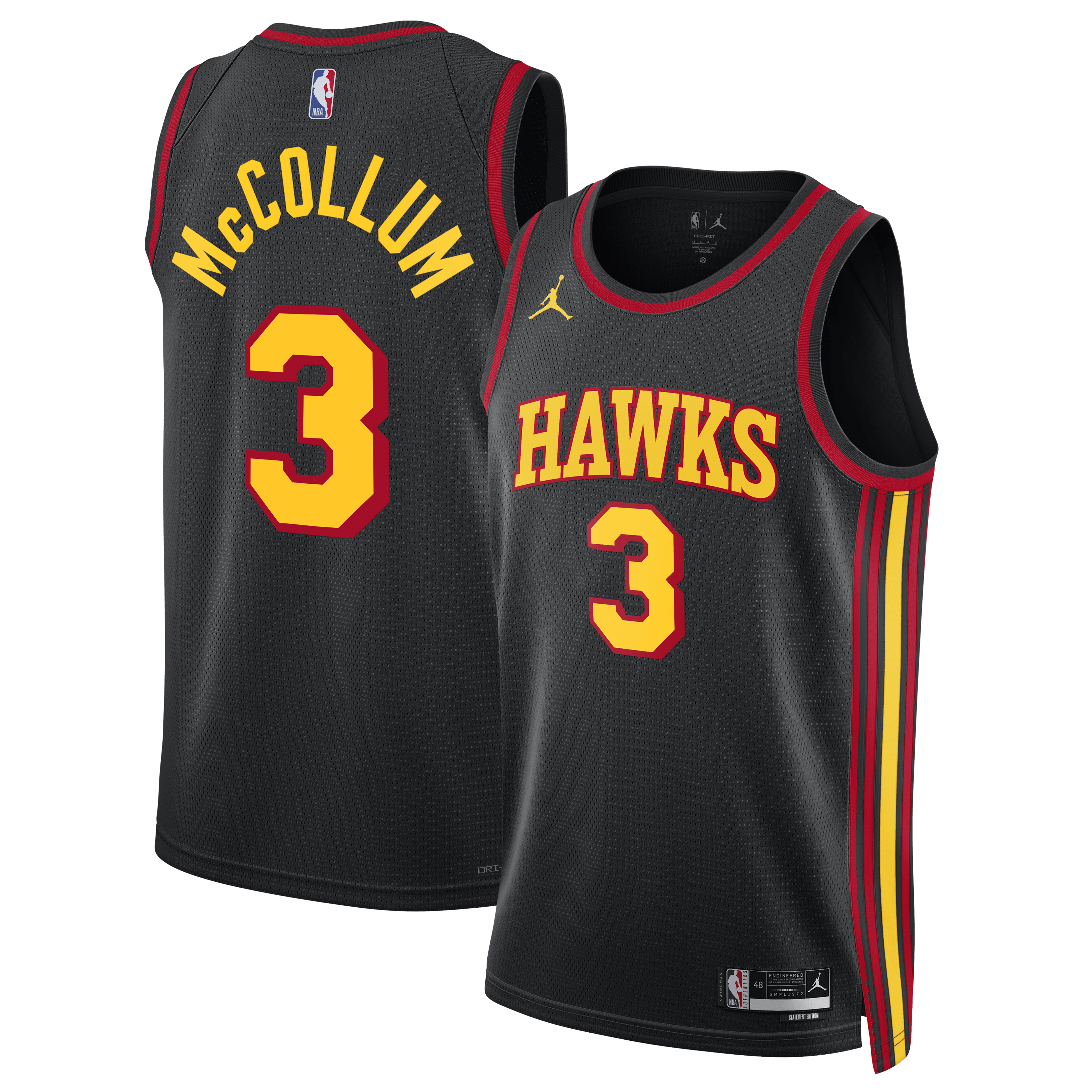 Atlanta Hawks Jordan Brand Statement Edition Swingman Jersey - Black - CJ McCollum - Unisex NBA Team Jersey Basketball Fan Apparel
