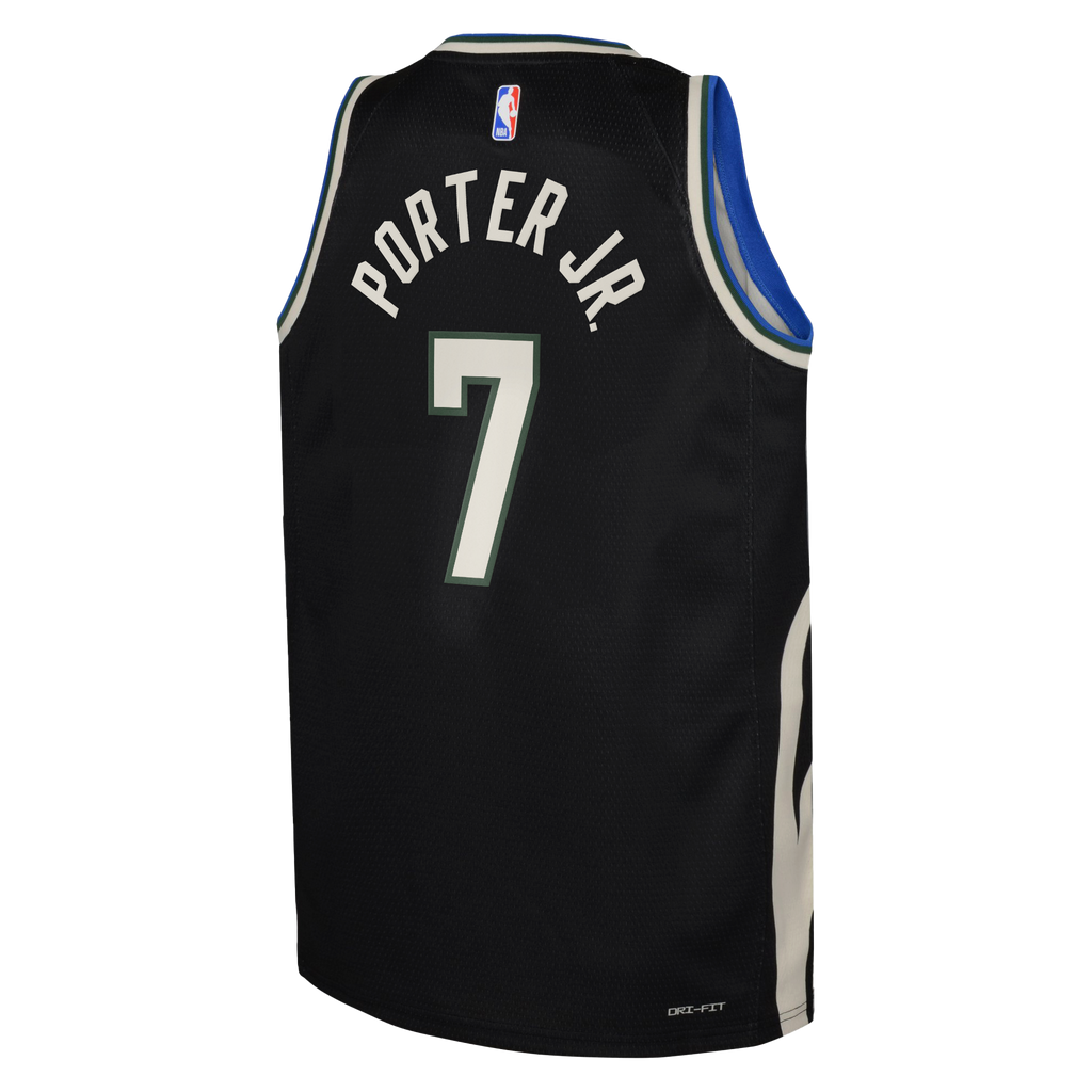 Milwaukee Bucks Jordan Brand Statement Edition Swingman Jersey - Hunter Green - Kevin Porter Jr. - Youth NBA Team Jersey Basketball Fan Apparel