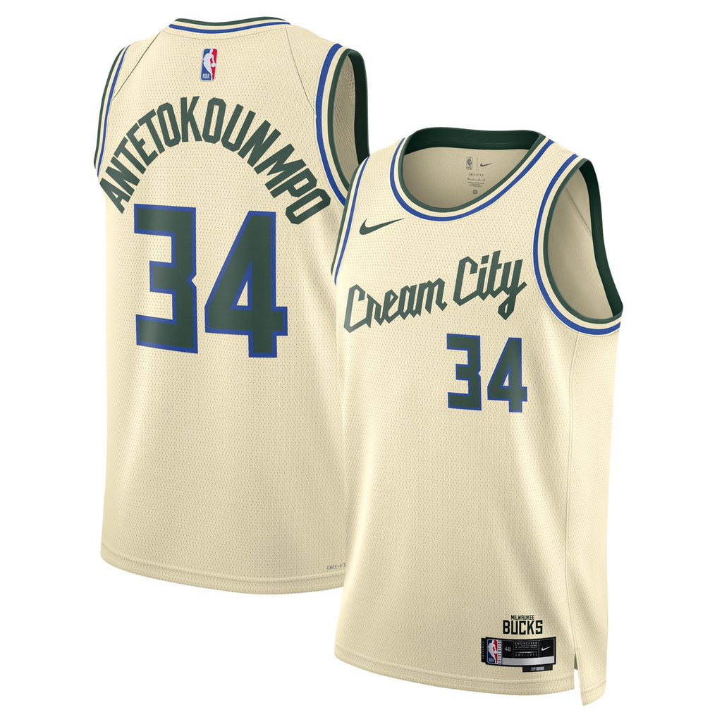 Milwaukee Bucks Nike 2025/26 City Edition Swingman Jersey - Cream - Giannis Antetokounmpo - Unisex NBA Team Jersey Basketball Fan Apparel