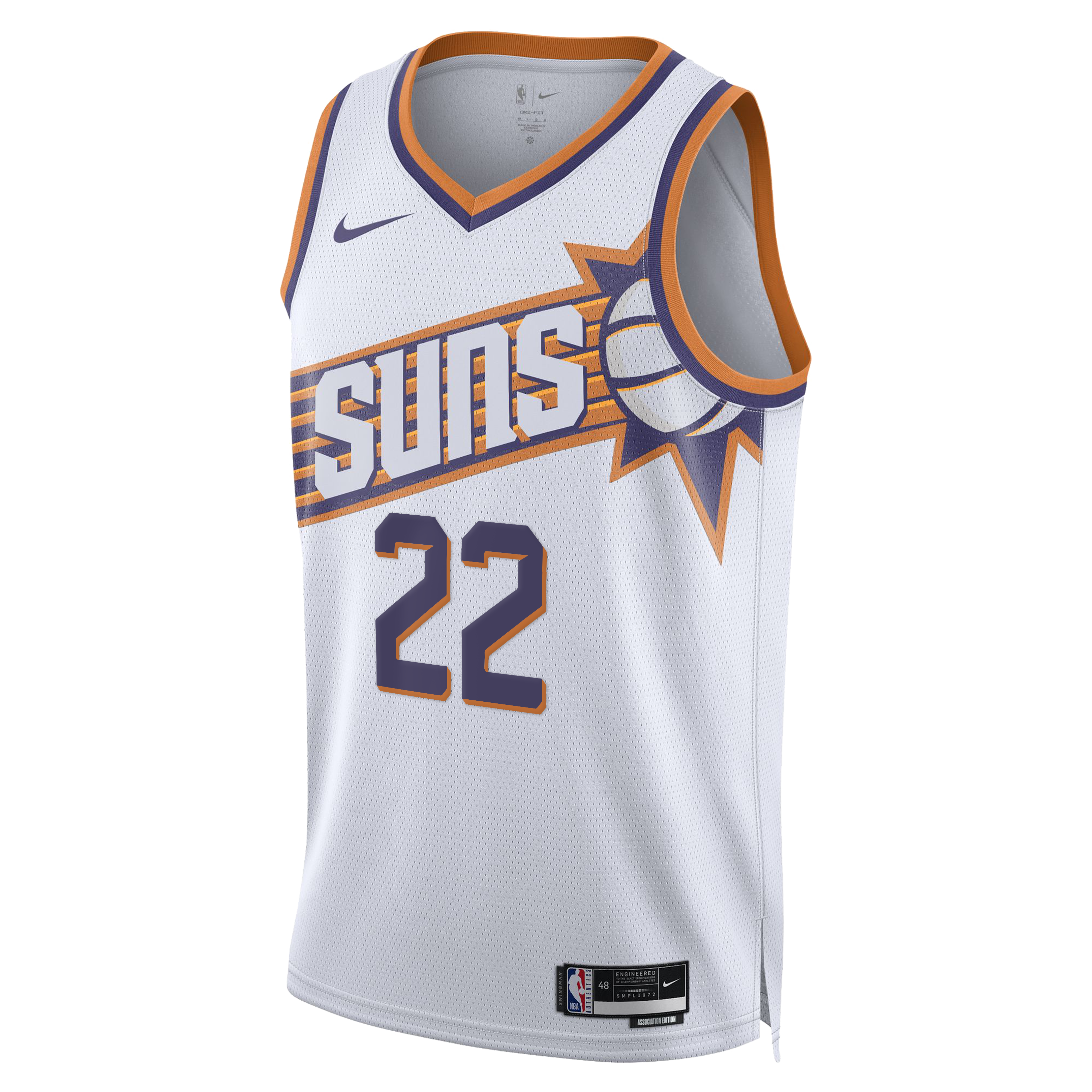 Phoenix Suns Nike Association Edition Swingman Jersey - White - Miles Bridges - Unisex NBA Team Jersey Basketball Fan Apparel