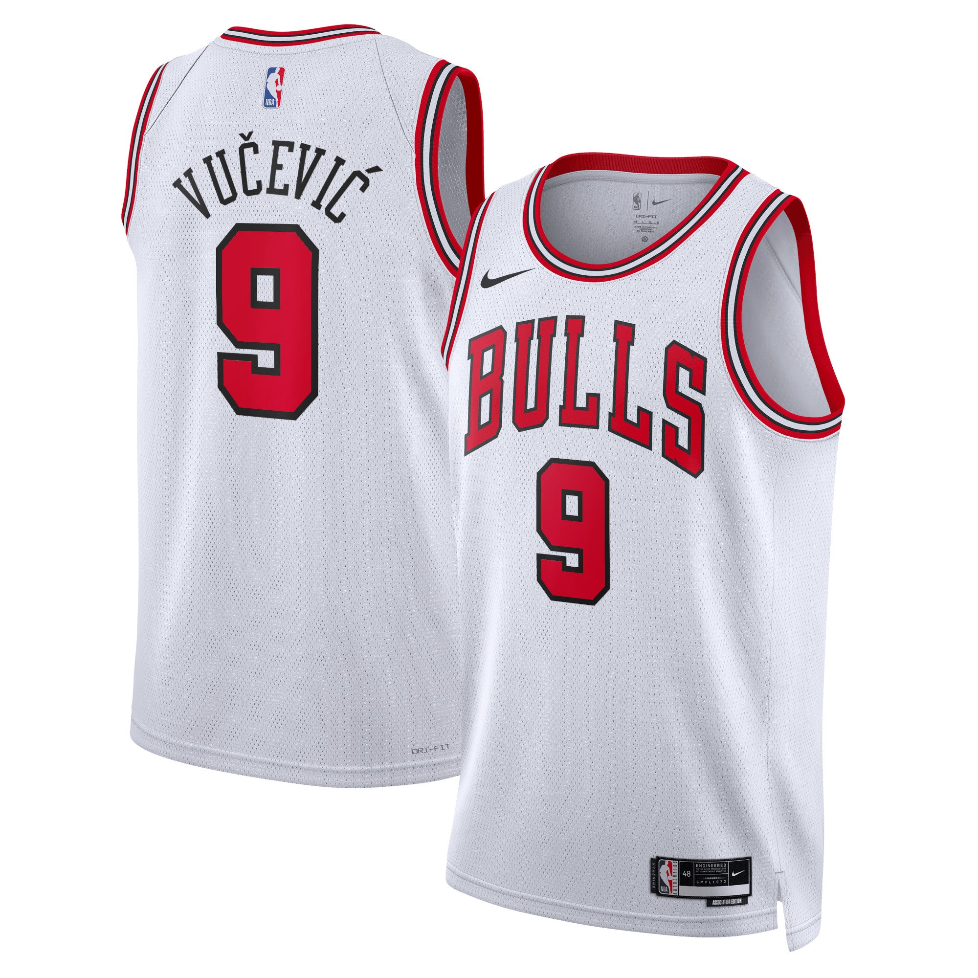 Chicago Bulls Nike Association Edition Swingman Jersey - White - Nikola Vučević - Unisex NBA Team Jersey Basketball Fan Apparel