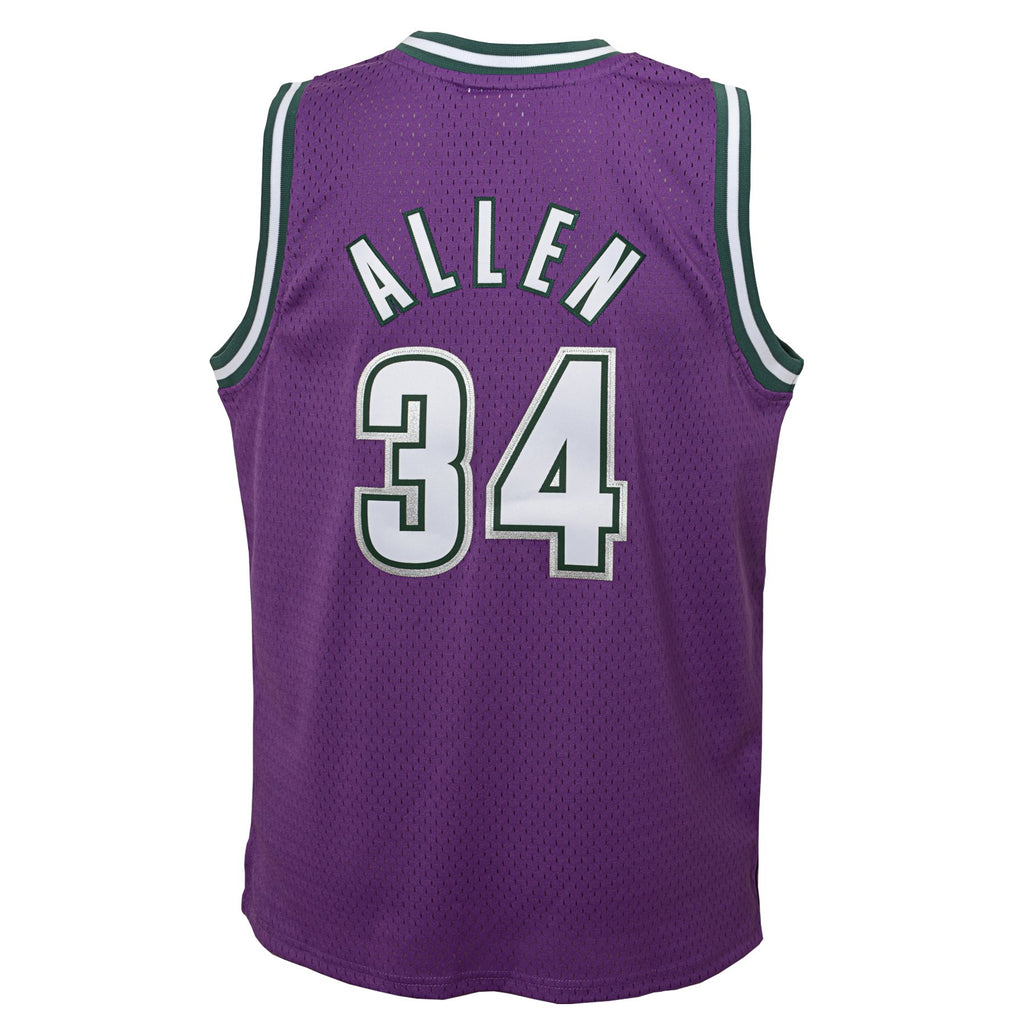 Milwaukee Bucks Ray Allen 1996-97 Hardwood Classics Swingman Jersey - Fir - Youth NBA Team Jersey Basketball Fan Apparel