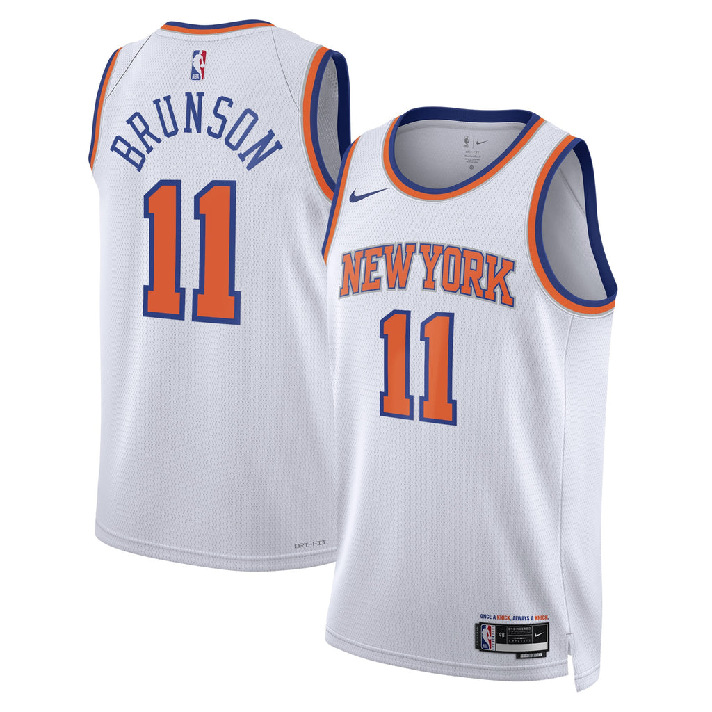 New York Knicks Nike Association Edition Swingman Jersey - White - Jalen Brunson - Unisex NBA Team Jersey Basketball Fan Apparel